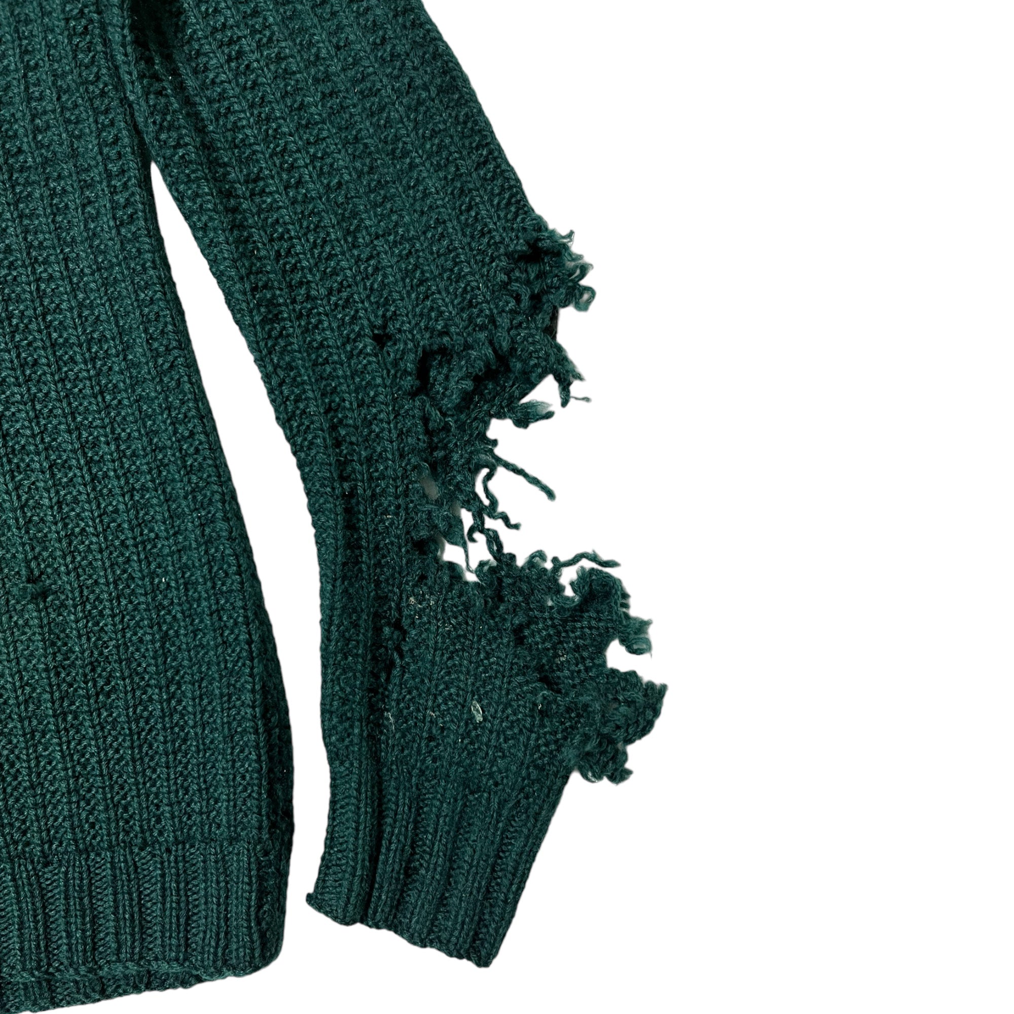 1940s Distressed French Knit Sweater - Forest Green - S/M