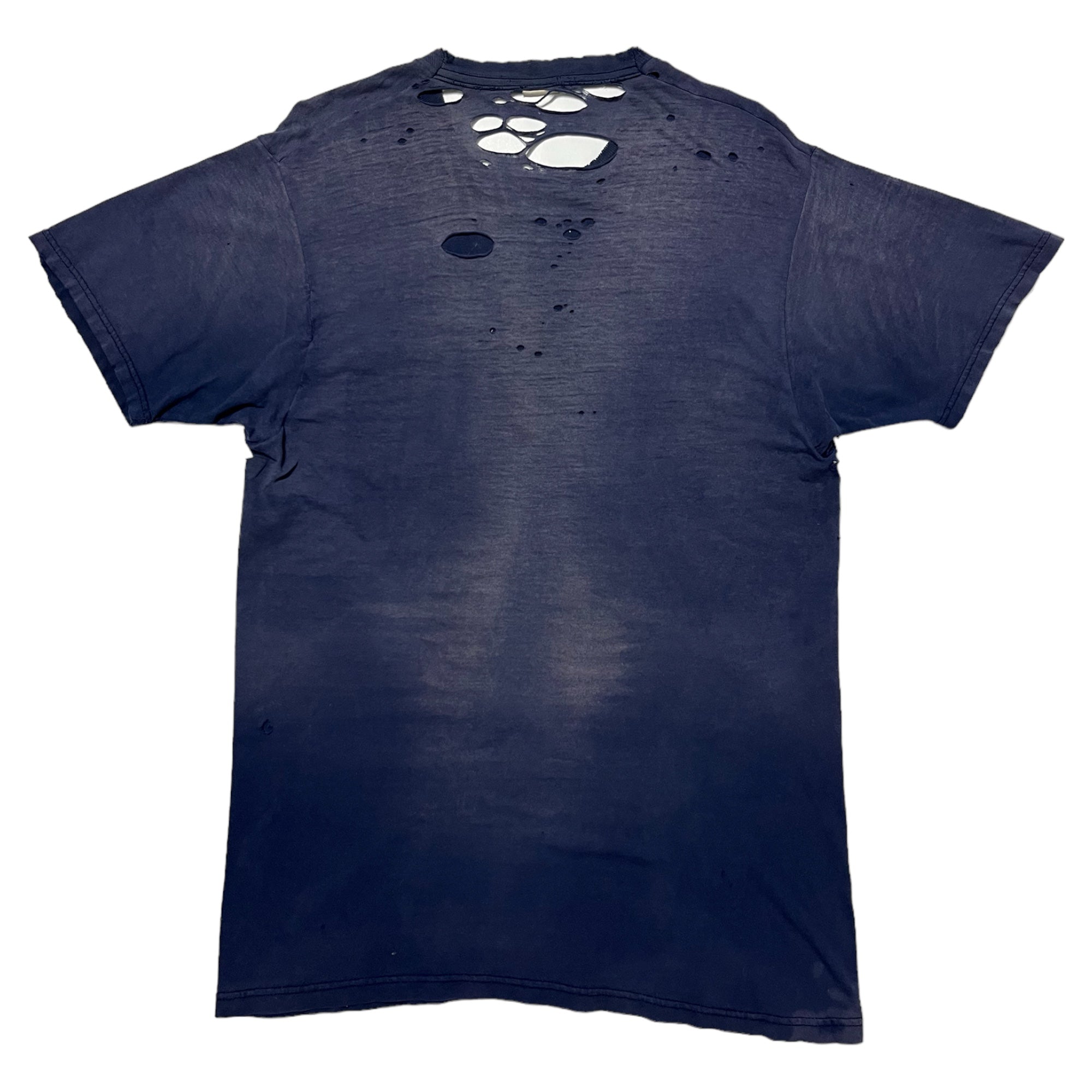 ‘90s Heavily Distressed & Sun Faded Pocket T-Shirt - Faded Navy - L