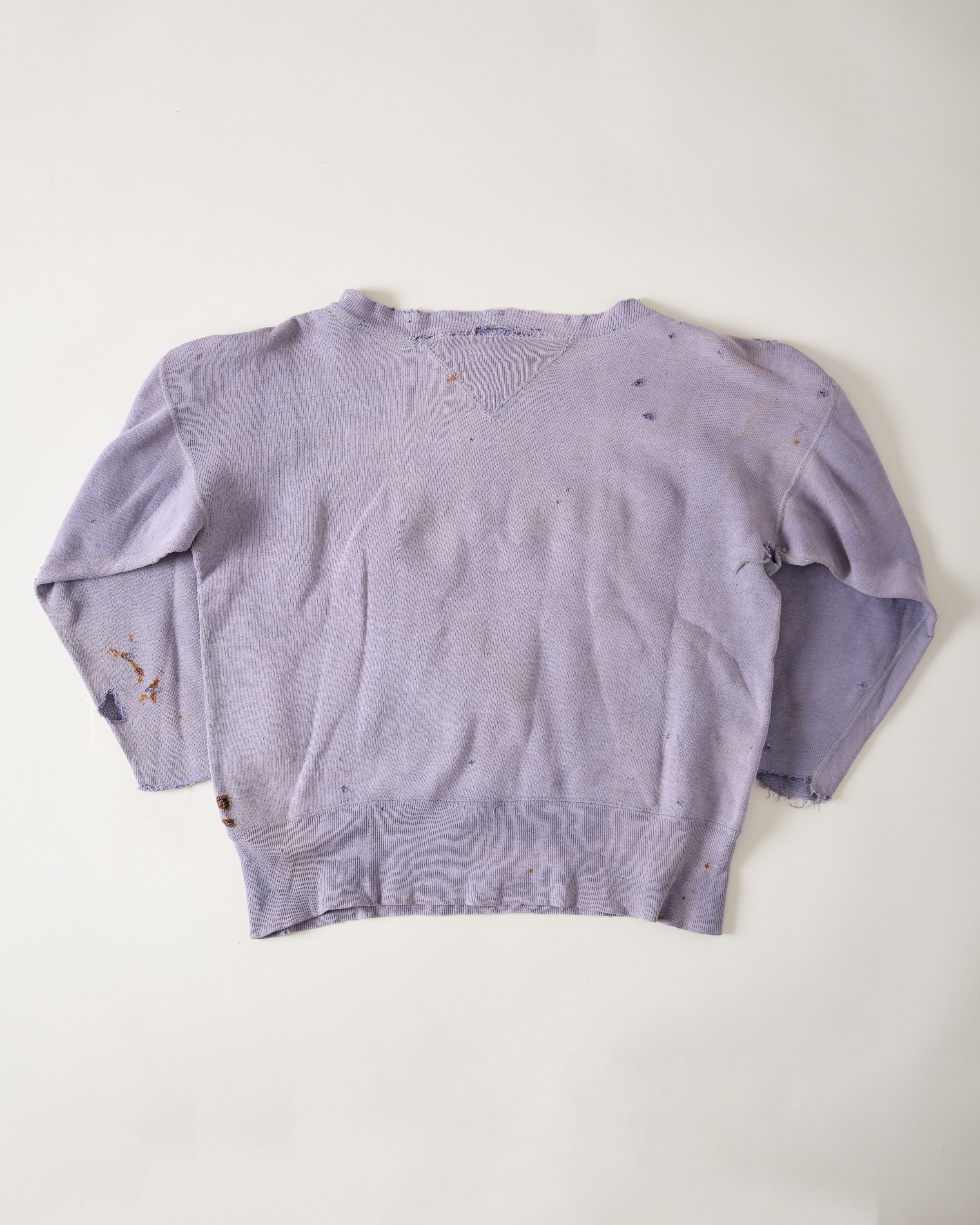 1950s Distressed Double-V Crewneck Sweatshirt - Faded Lavender - M