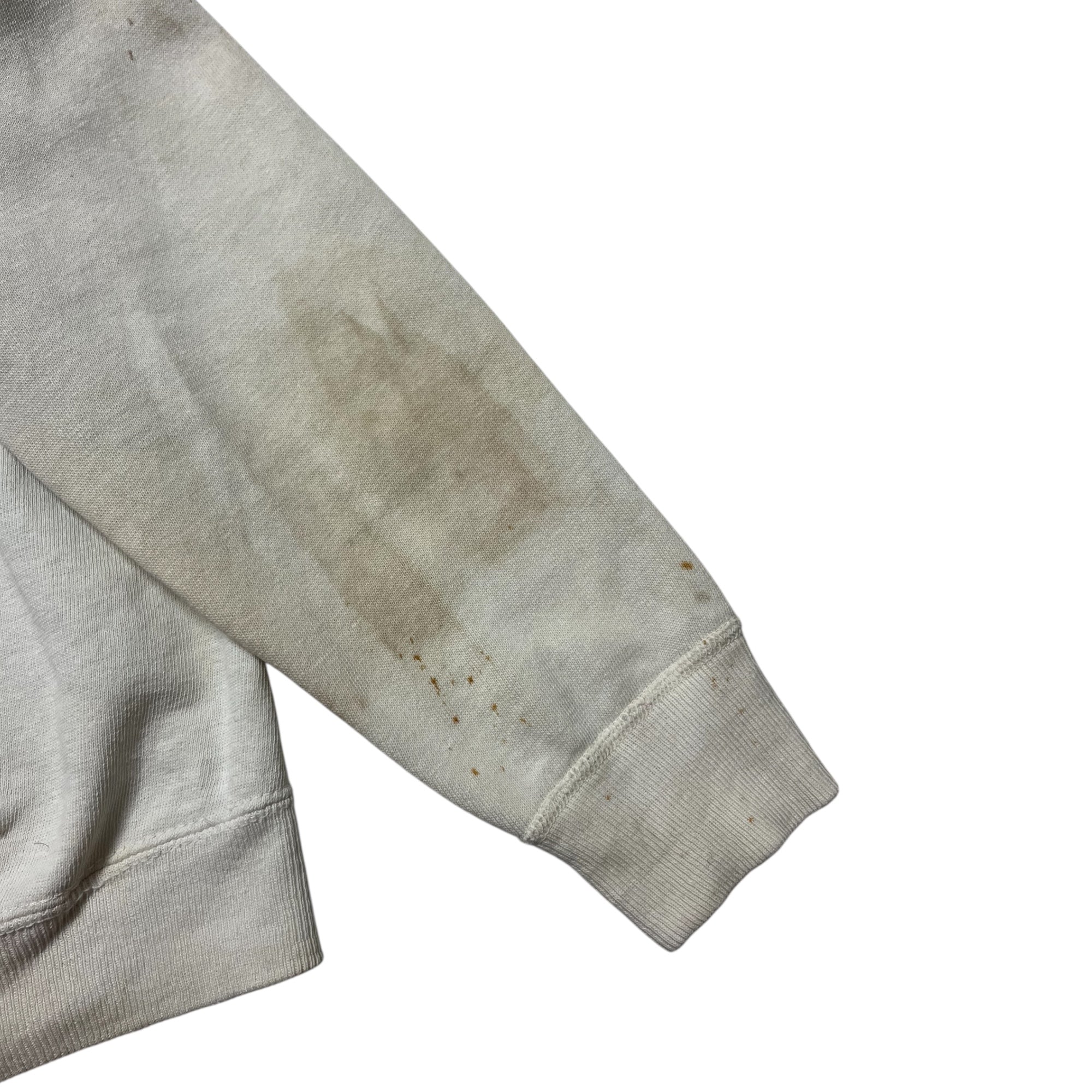 1960s Distressed White Raglan Crewneck Sweatshirt - Aged White - M