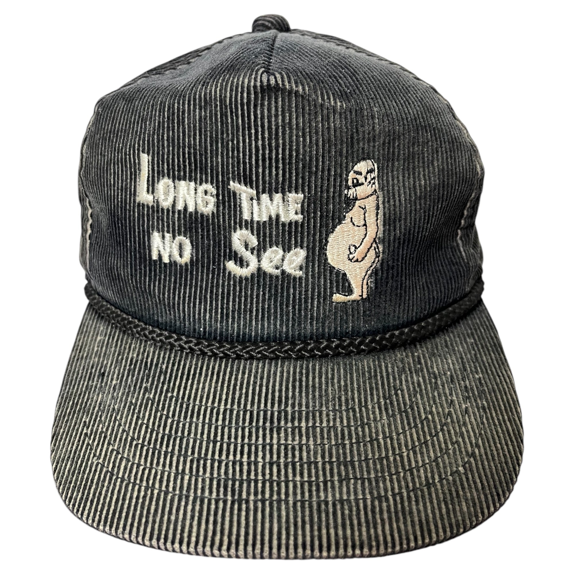 1980s ‘Long Time No See’ Corduroy Trucker Hat - Faded Black/Charcoal - One Size Fits All