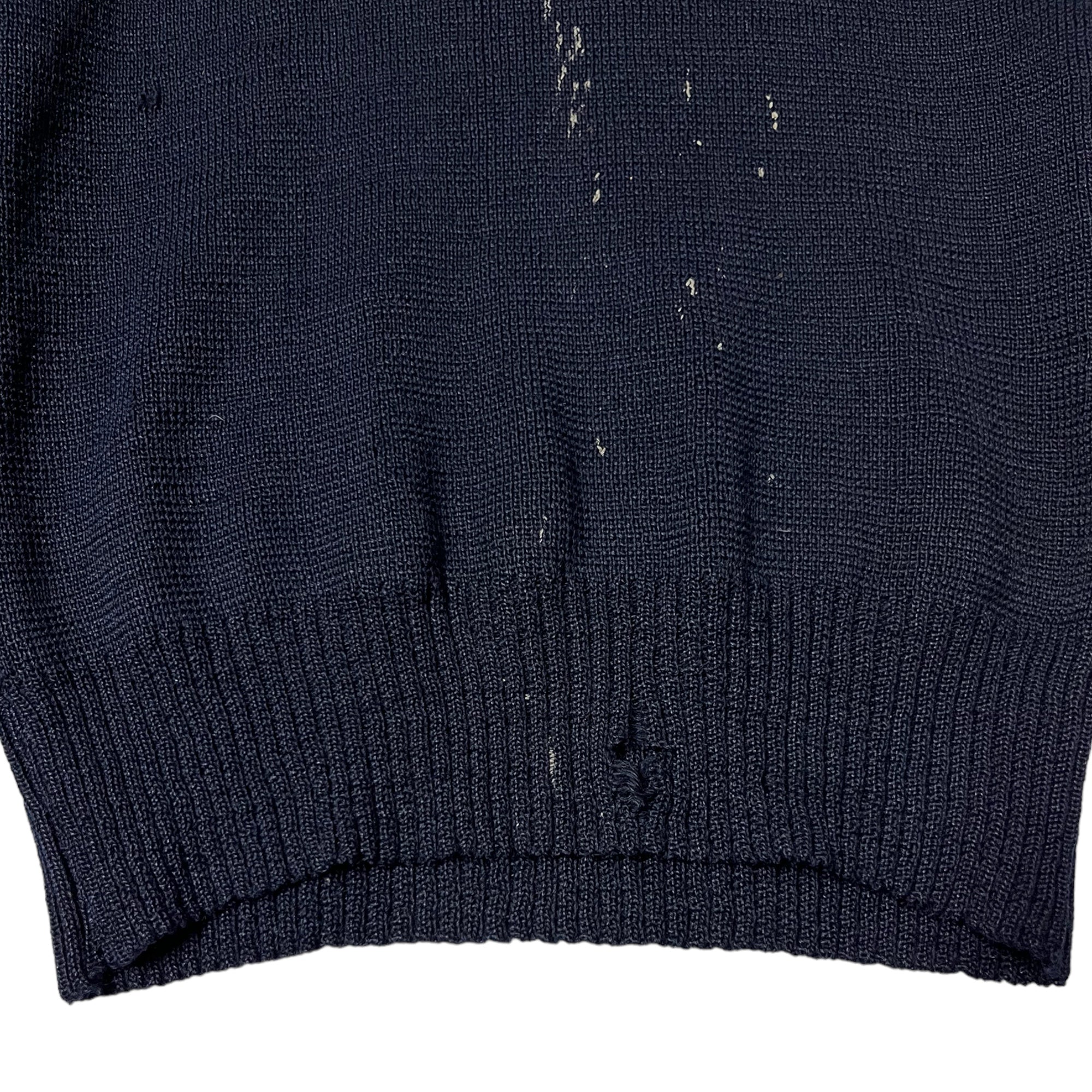 1930s French ‘Patron’ Stained Knit Sweater - Navy Blue - XS/S