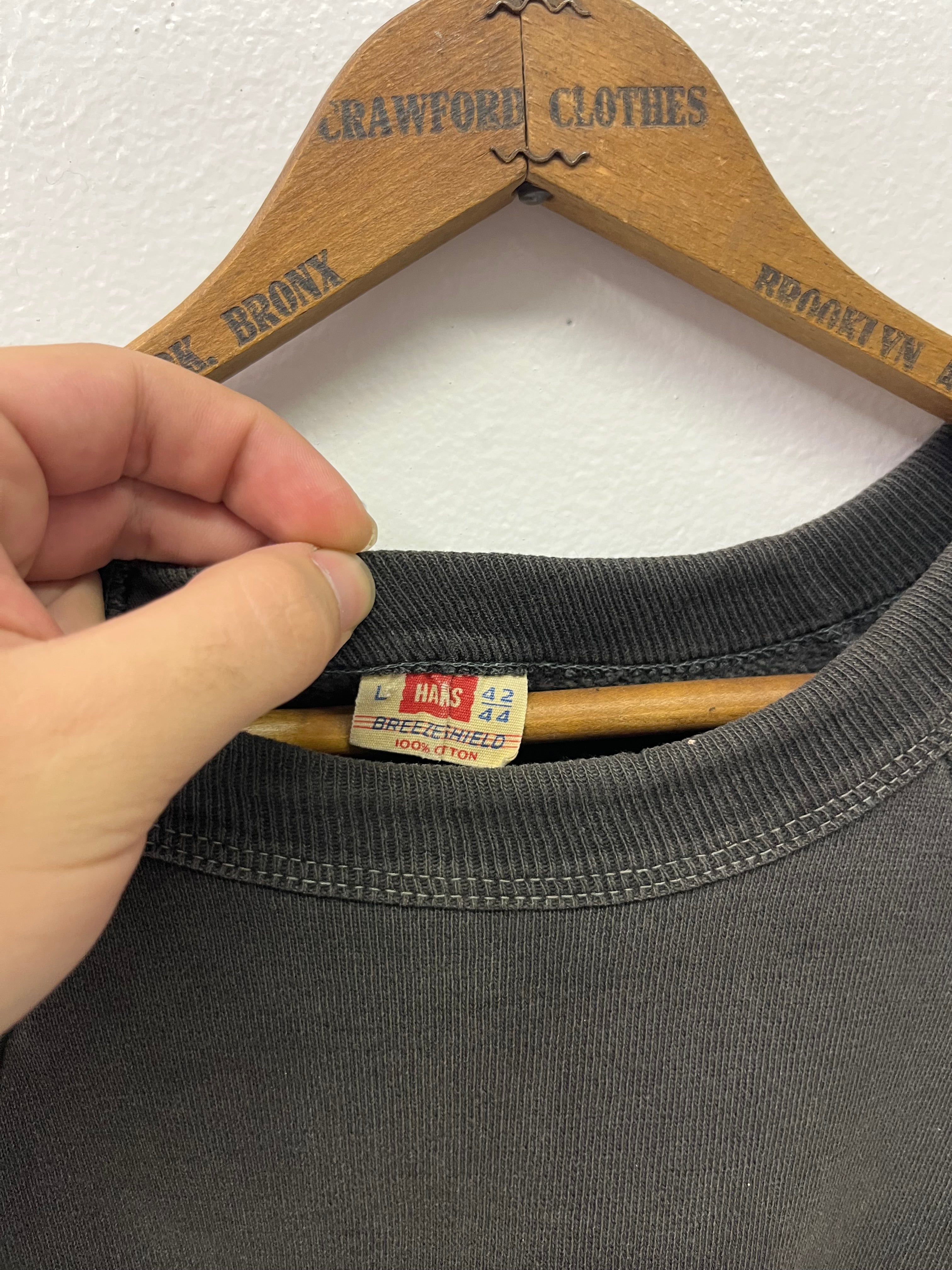 ‘60s Hanes ‘Breeze Shield’ Distressed Crewneck Sweatshirt - Faded Black - M