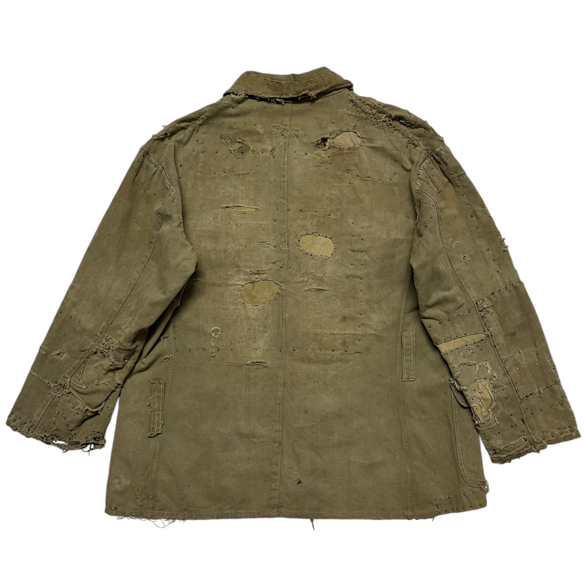 1940s Distressed & Repaired Military Bush Jacket - Khaki/Light Drab - S