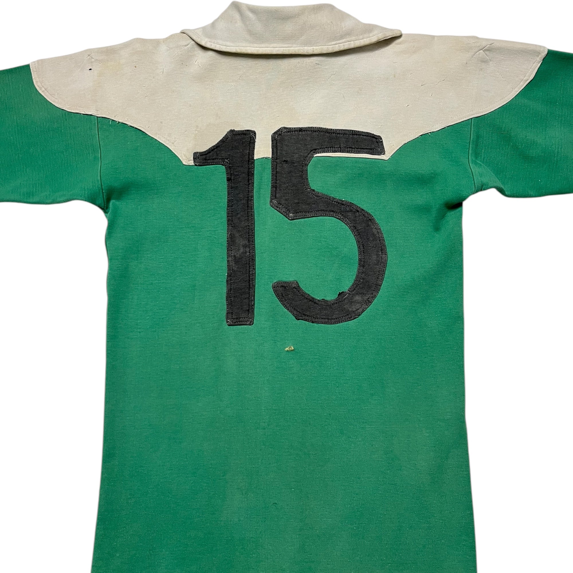 Distressed 1940s French Rugby Shirt - Faded Bottega Green - M/L