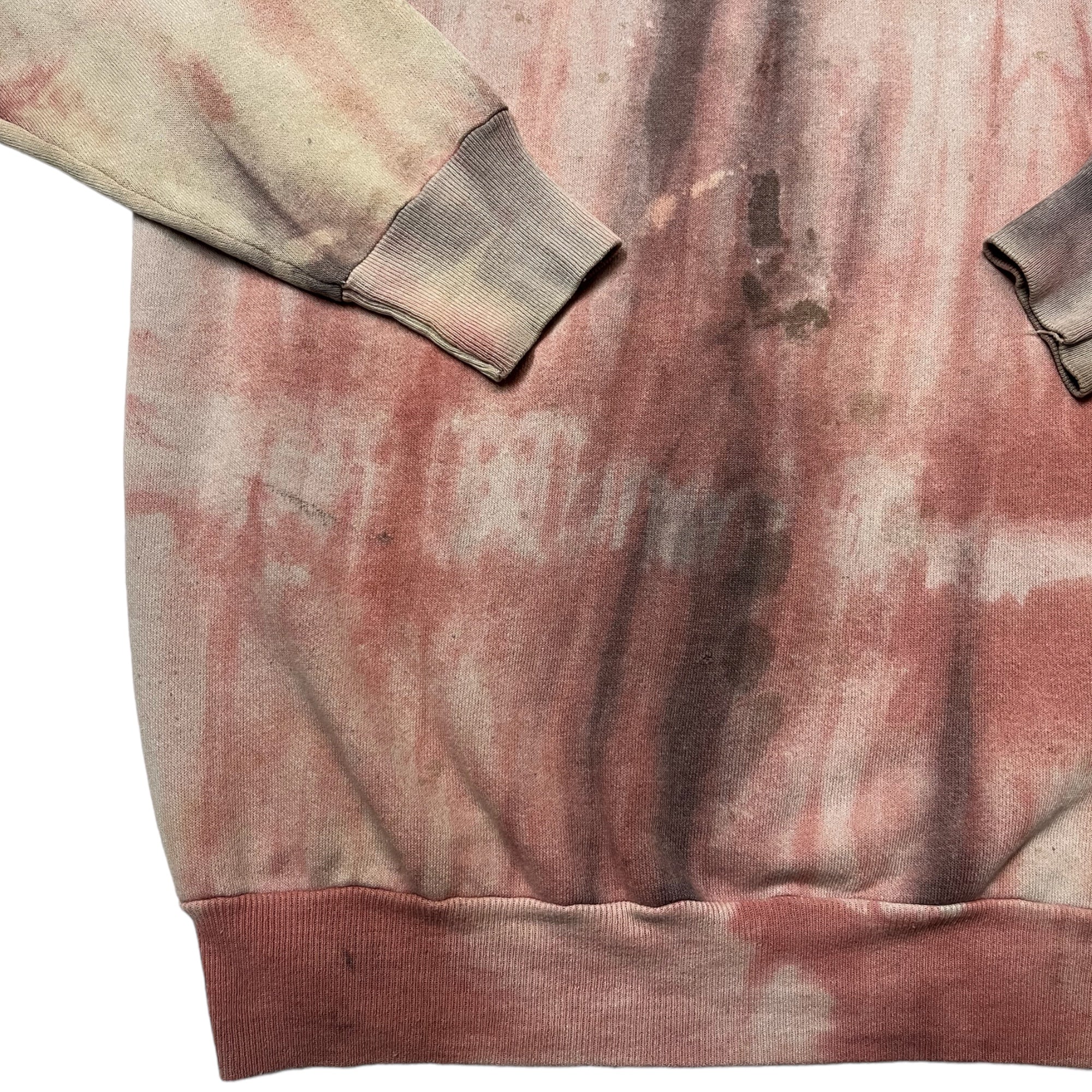 1980s Distressed Tie-Dye Raglan Sweatshirt - Pink/Discolored - L/XL