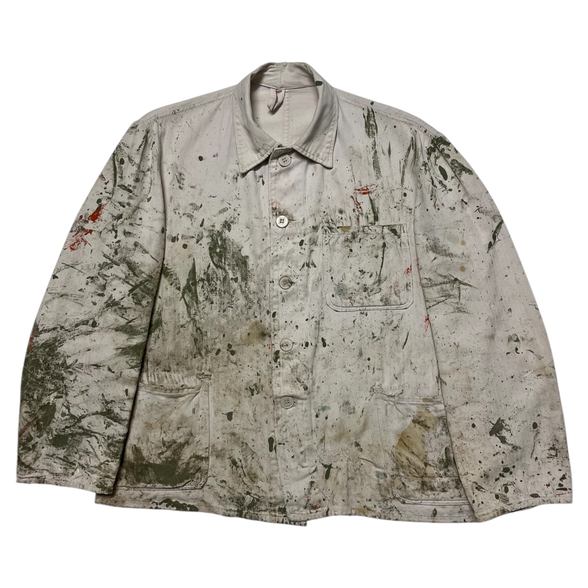 1950s German HBT Painter Jacket - White/Multicolor - S