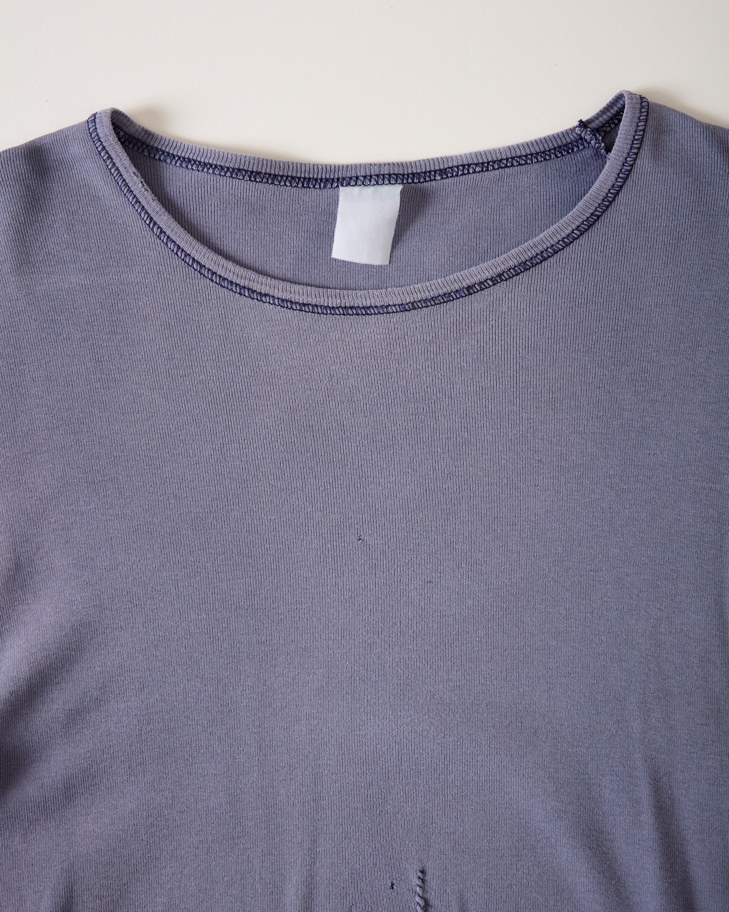 1960/70s Distressed & Faded French Work T-Shirt - Faded Blue/Purple - M/L