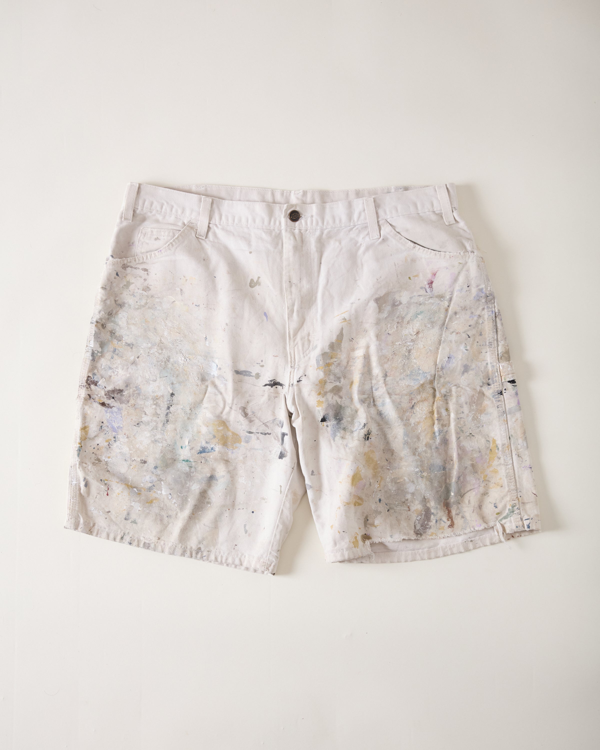 ‘90s Distressed Dickies Painter Shorts - White/Multicolor - 38”