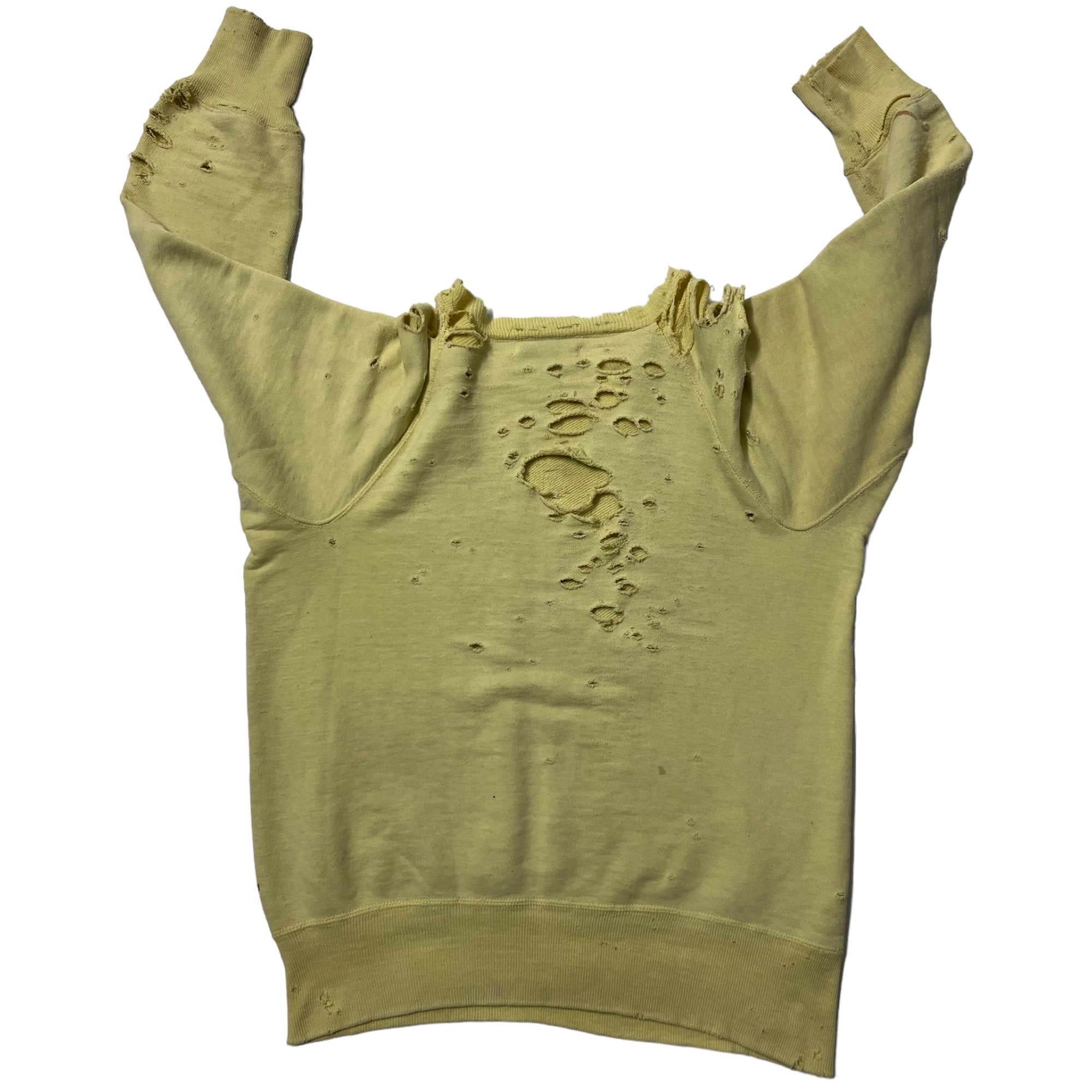 1950s Thrashed Akon Pepshirt Sweatshirt - Faded Butter Yellow - M/L