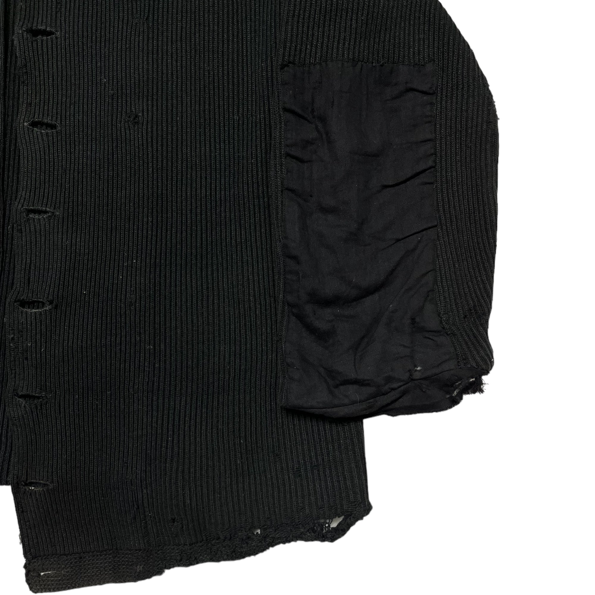 1930s Distressed German Work Knit Cardigan - Black - M