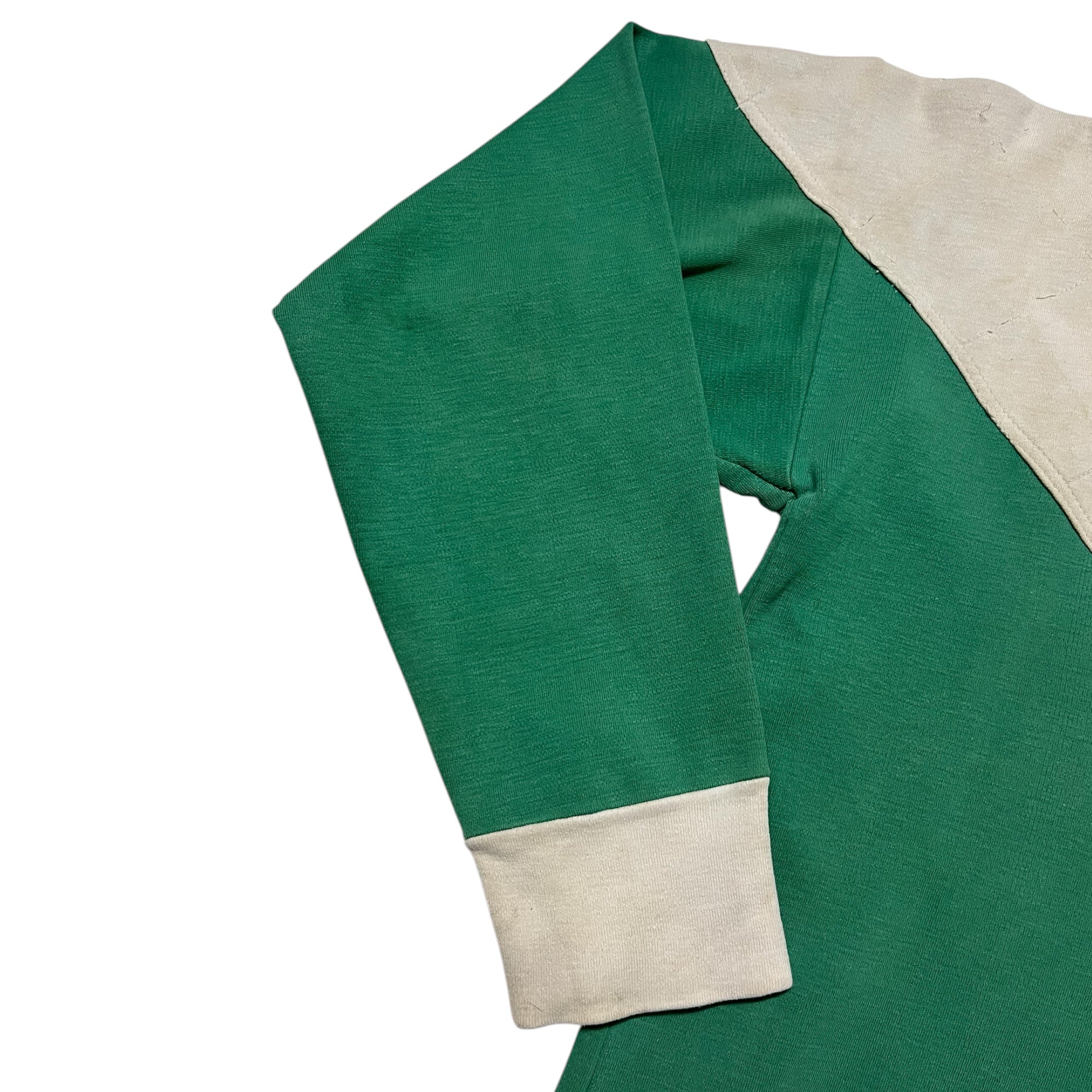 Distressed 1940s French Rugby Shirt - Faded Bottega Green - M/L