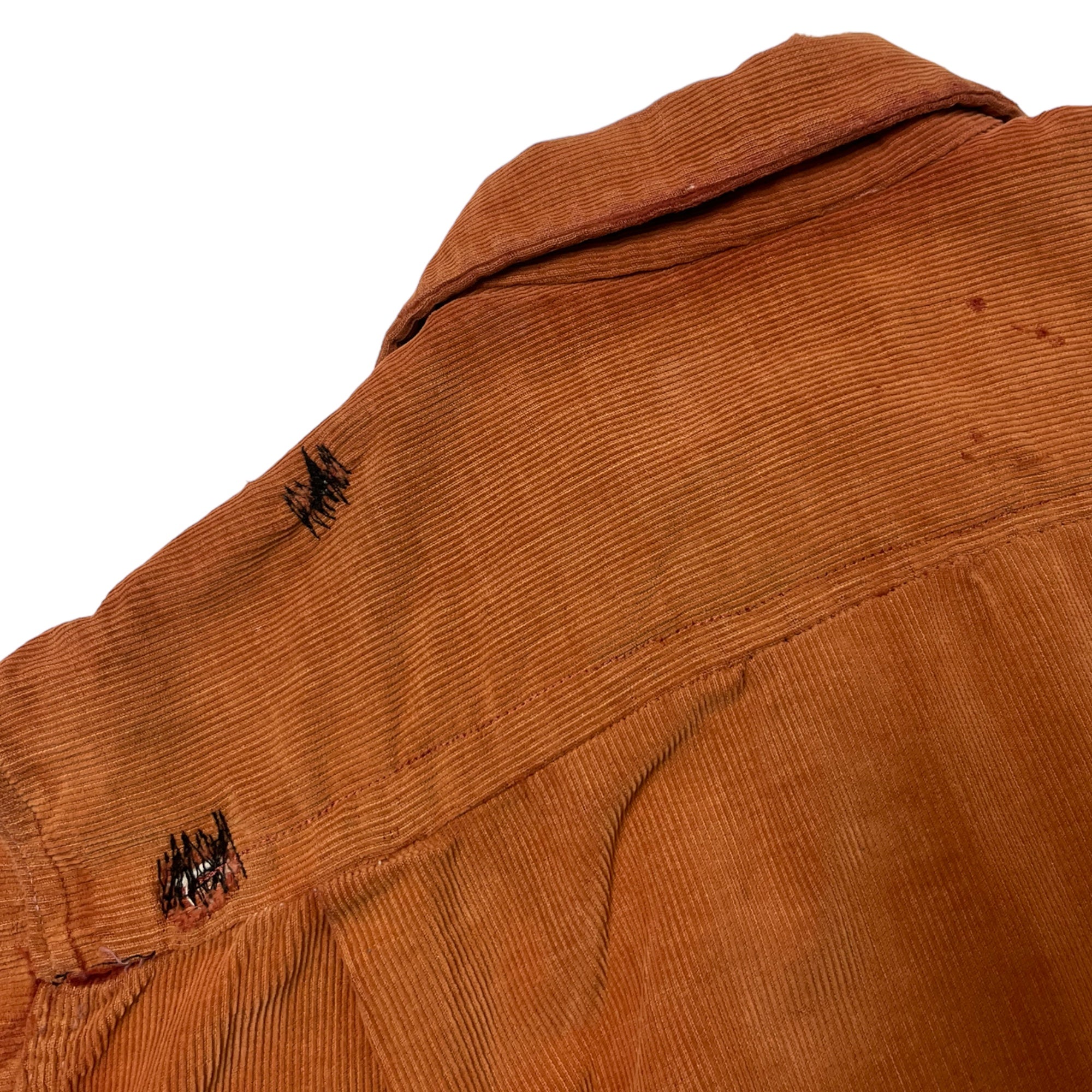 1950s Repaired Corduroy Shirt - Rust Orange - L