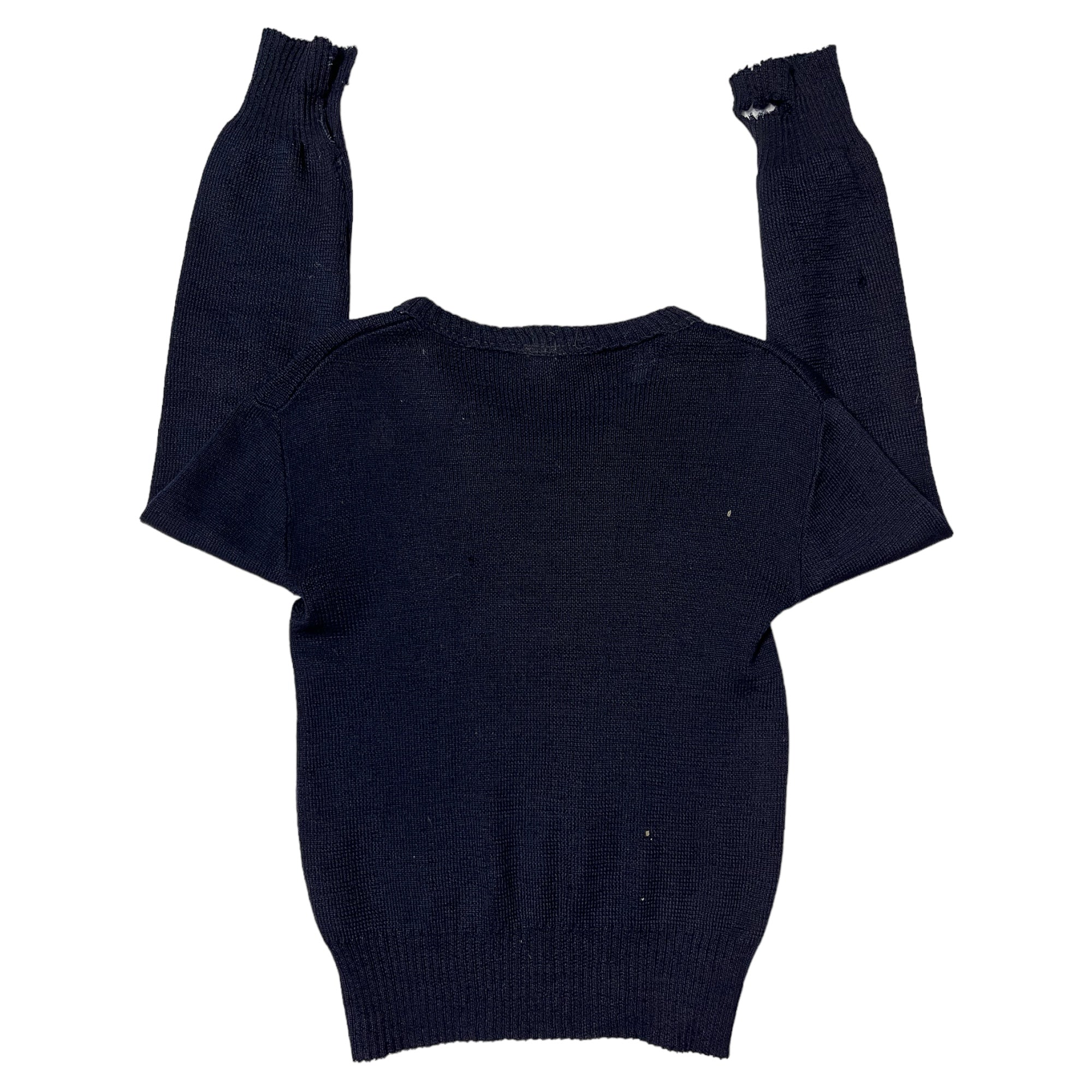 1930s French ‘Patron’ Stained Knit Sweater - Navy Blue - XS/S