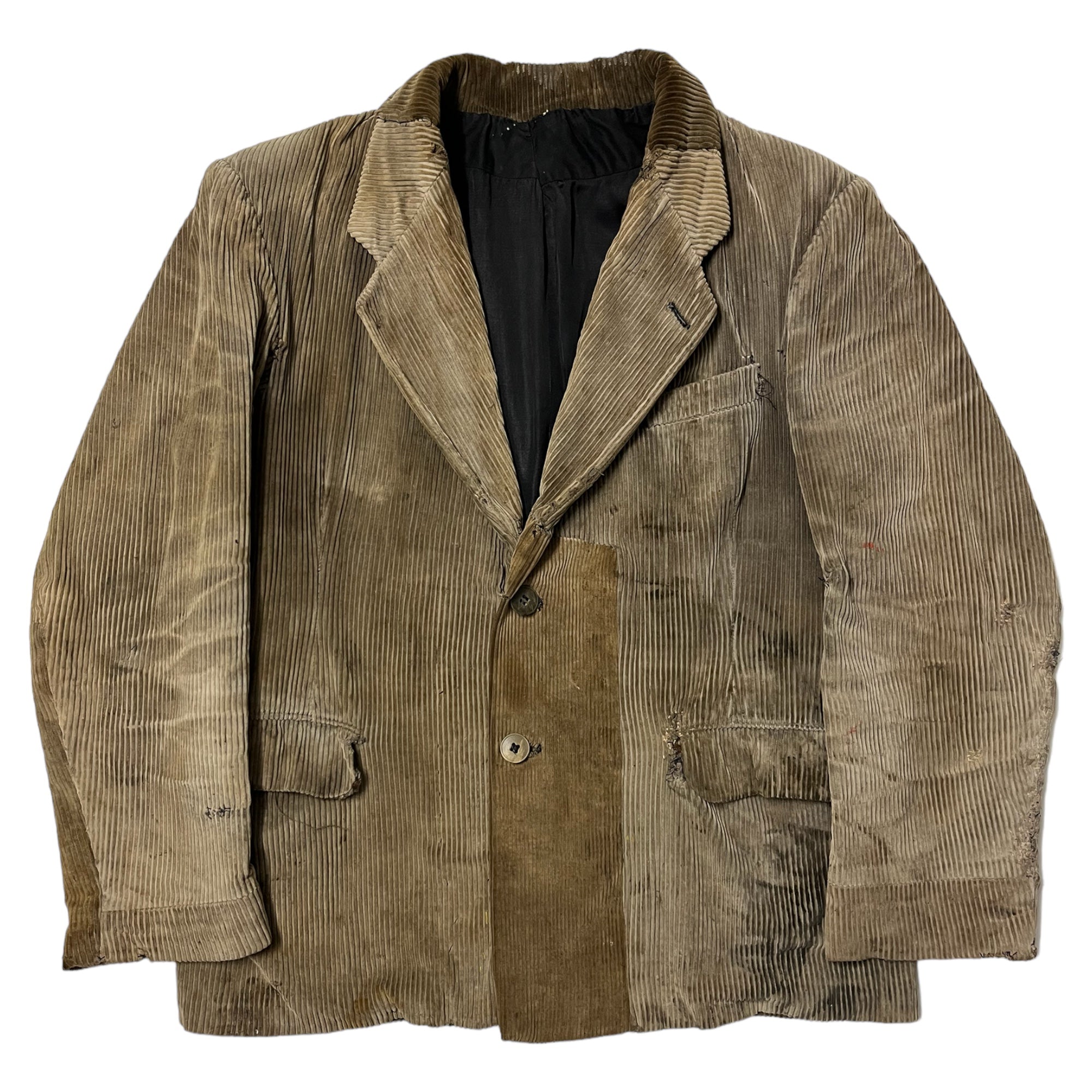 1930s French Corduroy Distressed & Repaired Blazer - Tan/Brown - M/L