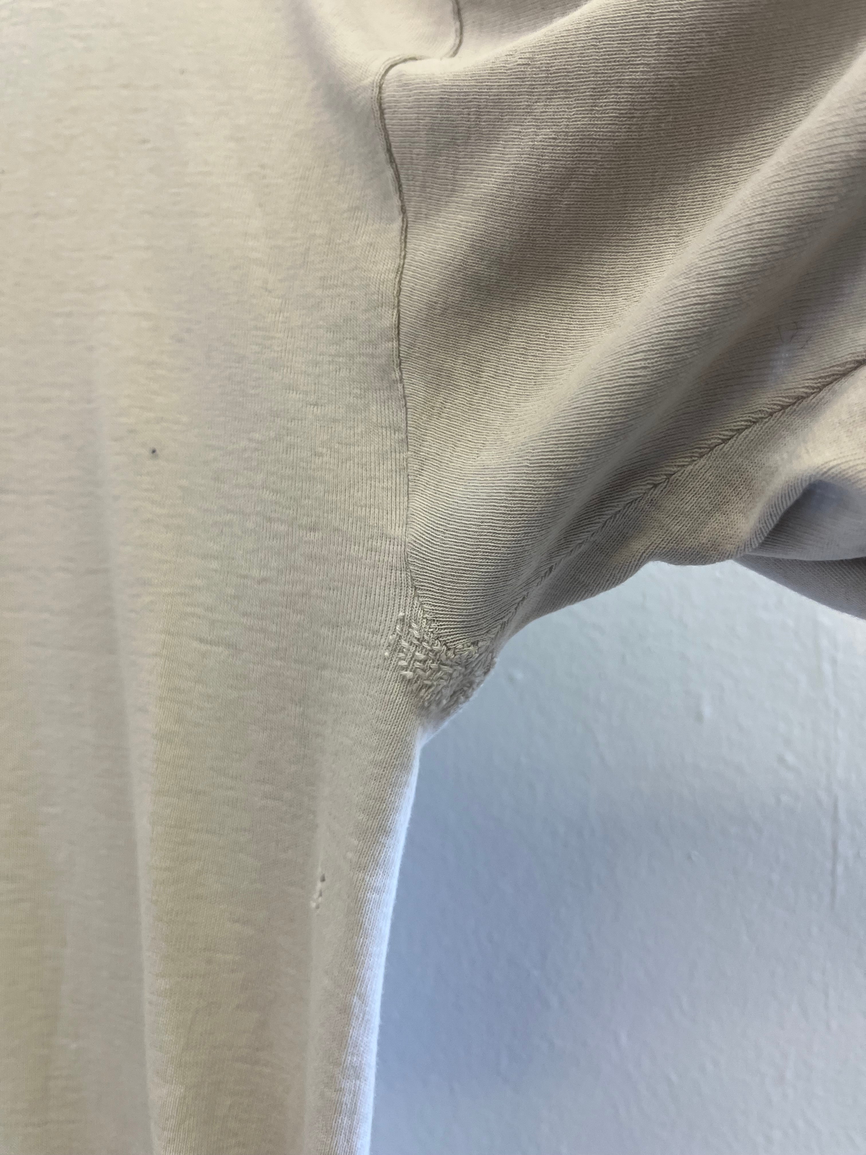 1950s French Distressed Ribbed Work T-Shirt - White - XL