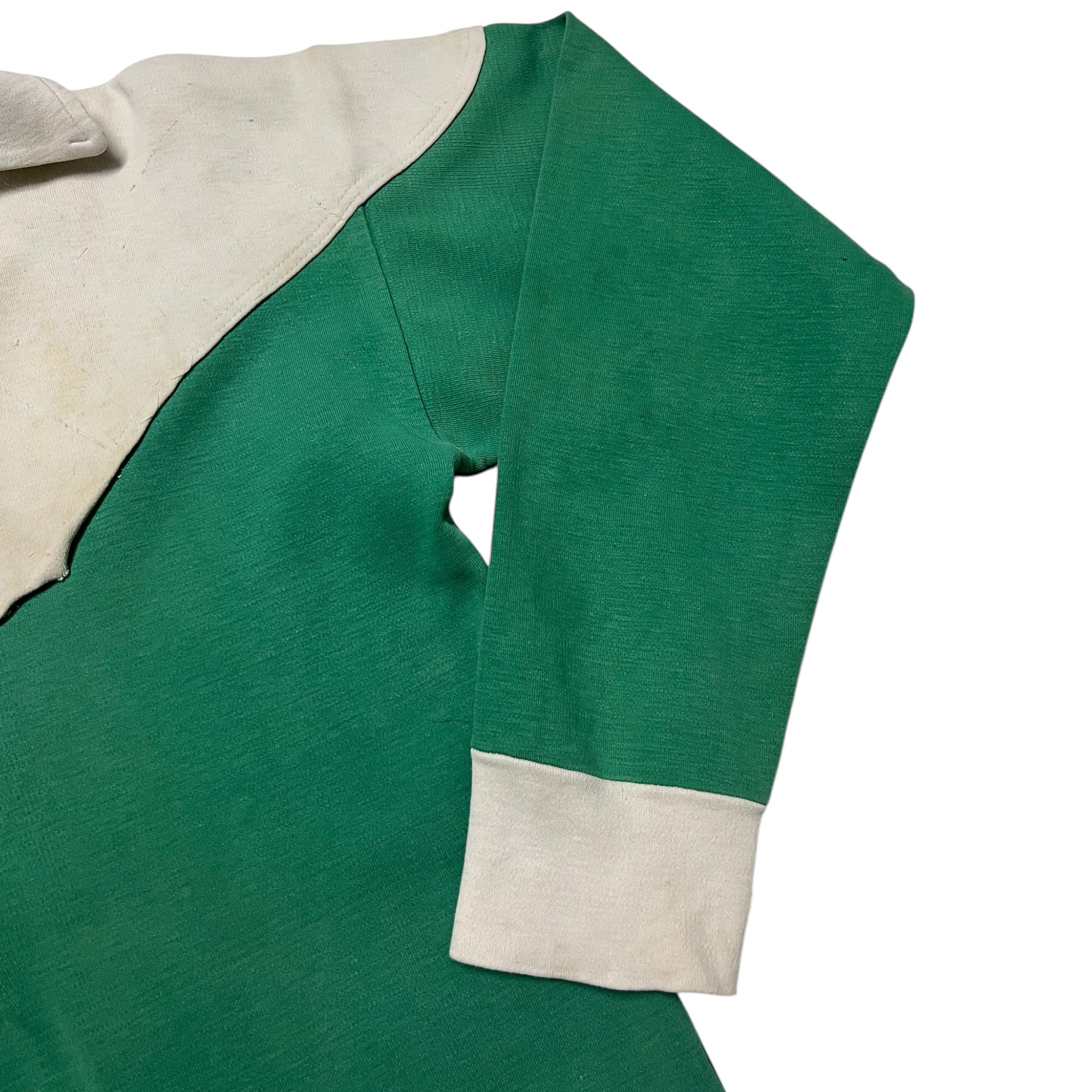 Distressed 1940s French Rugby Shirt - Faded Bottega Green - M/L