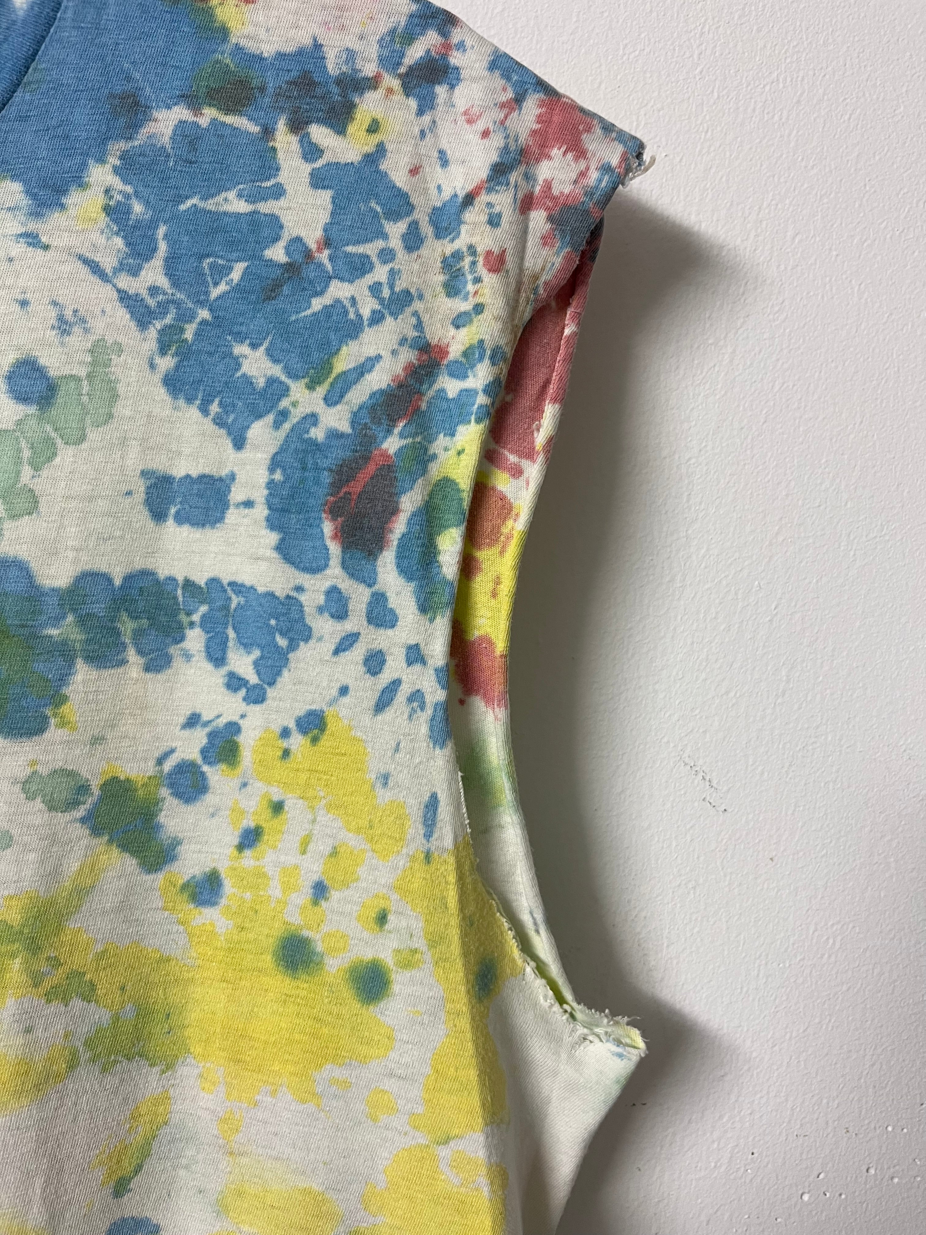 1980s Distressed Tie-Dye Tank - Faded Multicolor - L