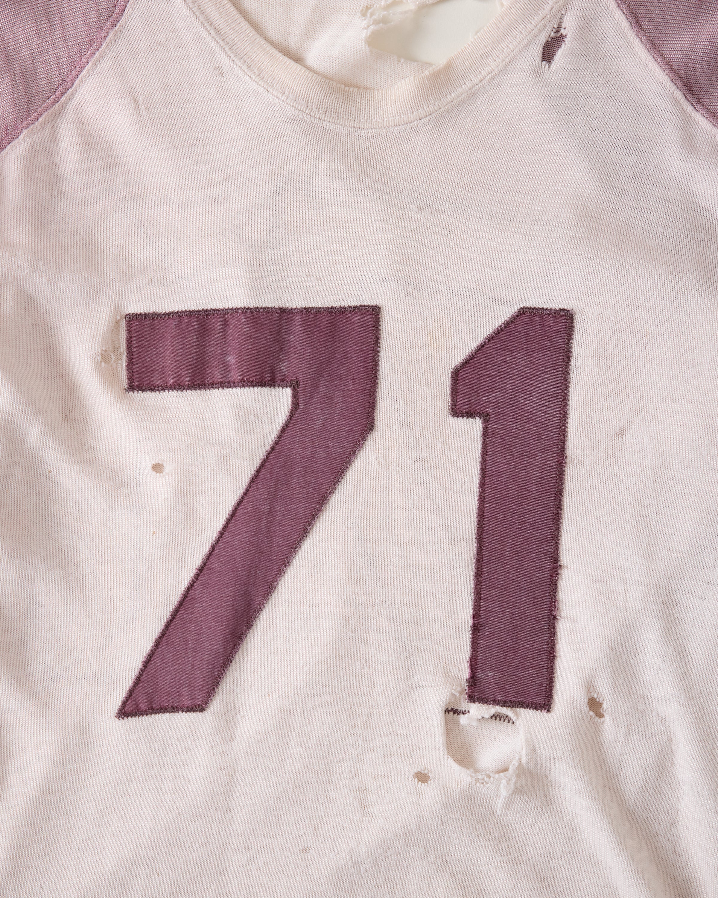 1950s Distressed Rawlings ‘Ra-Tex’ Football Shirt - Eccru/Faded Plum - L