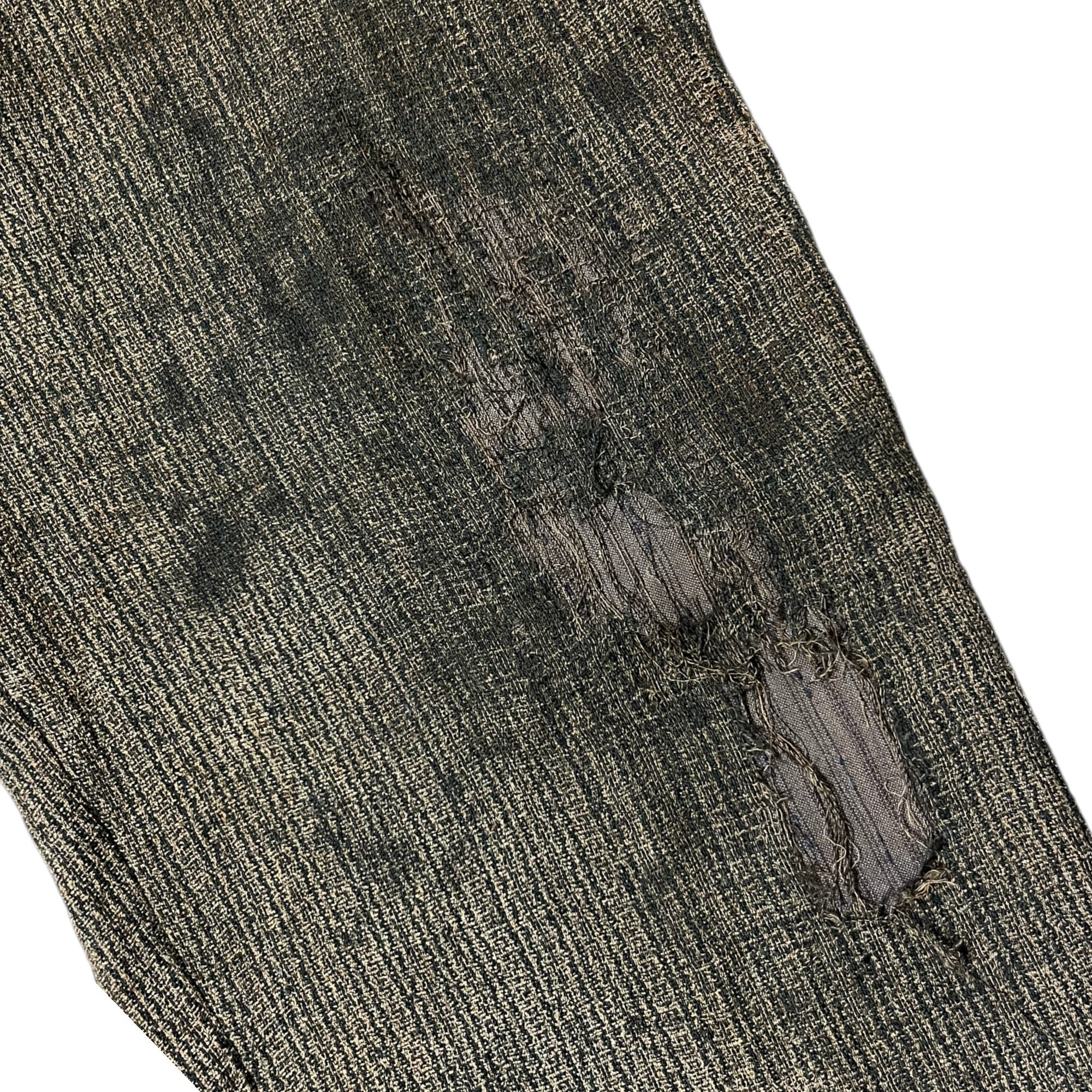 1900s/10s Distressed & Repaired Wool Trousers - Grey/Green -