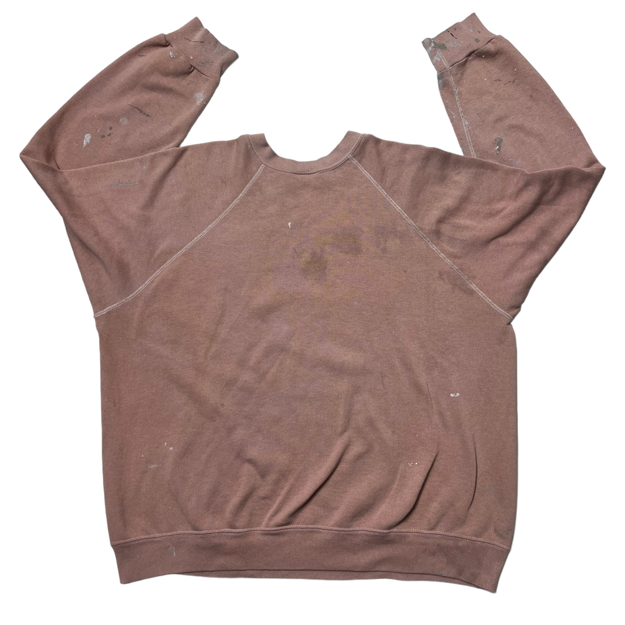 1970s Boston College Raglan Painter Crewneck Sweatshirt - Faded Salmon/Dusty Pink - XL