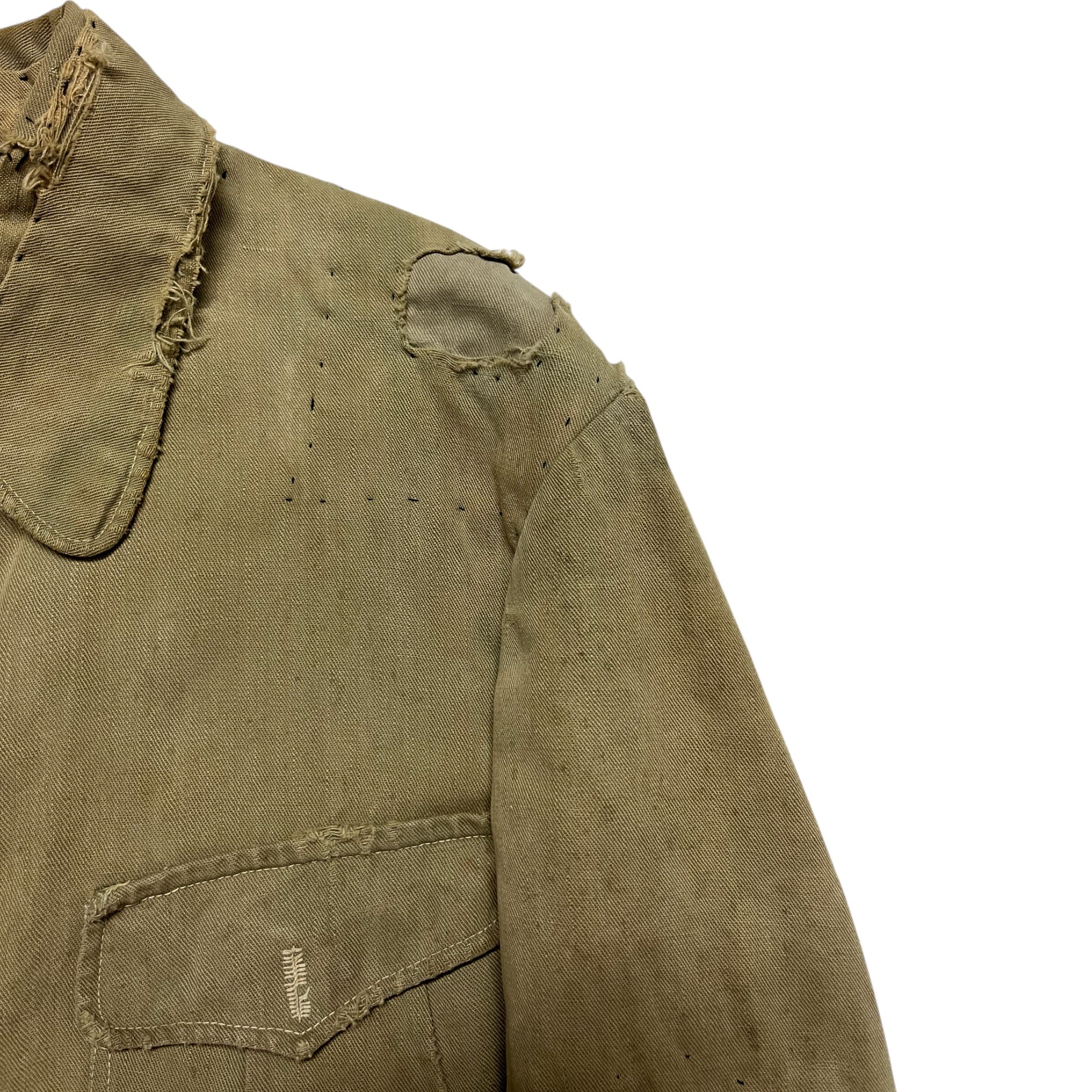 1940s Distressed & Repaired Military Bush Jacket - Khaki/Light Drab - S