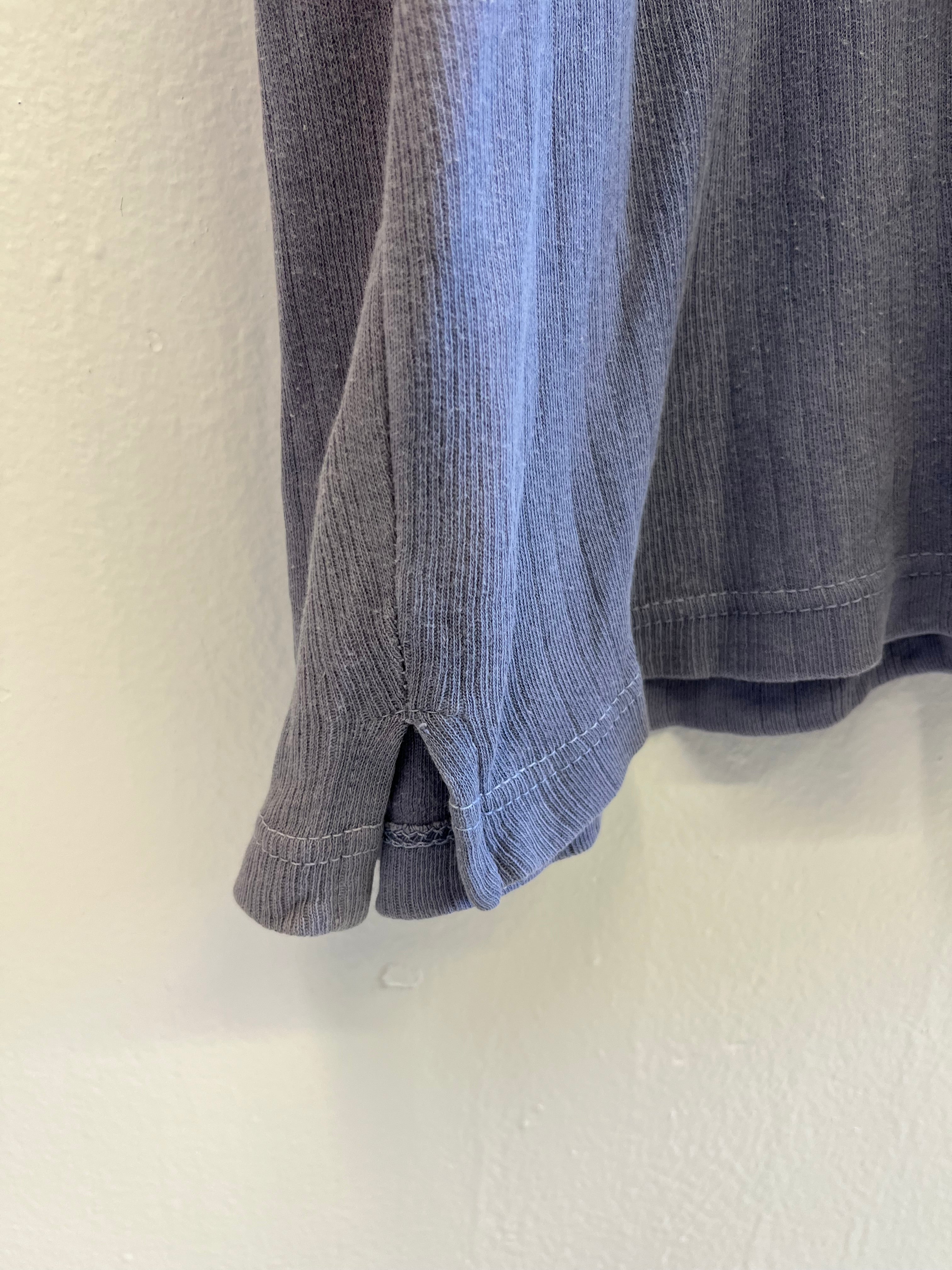1960s French Ribbed Work T-Shirt - Faded Cornflower Blue - L