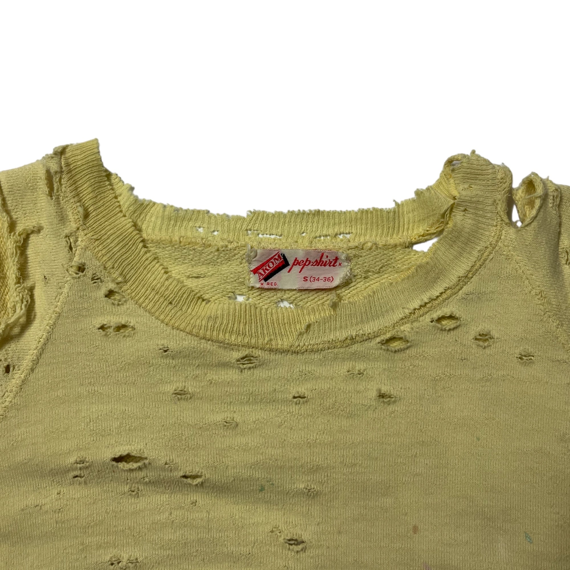 1950s Thrashed Akon Pepshirt Sweatshirt - Faded Butter Yellow - M/L