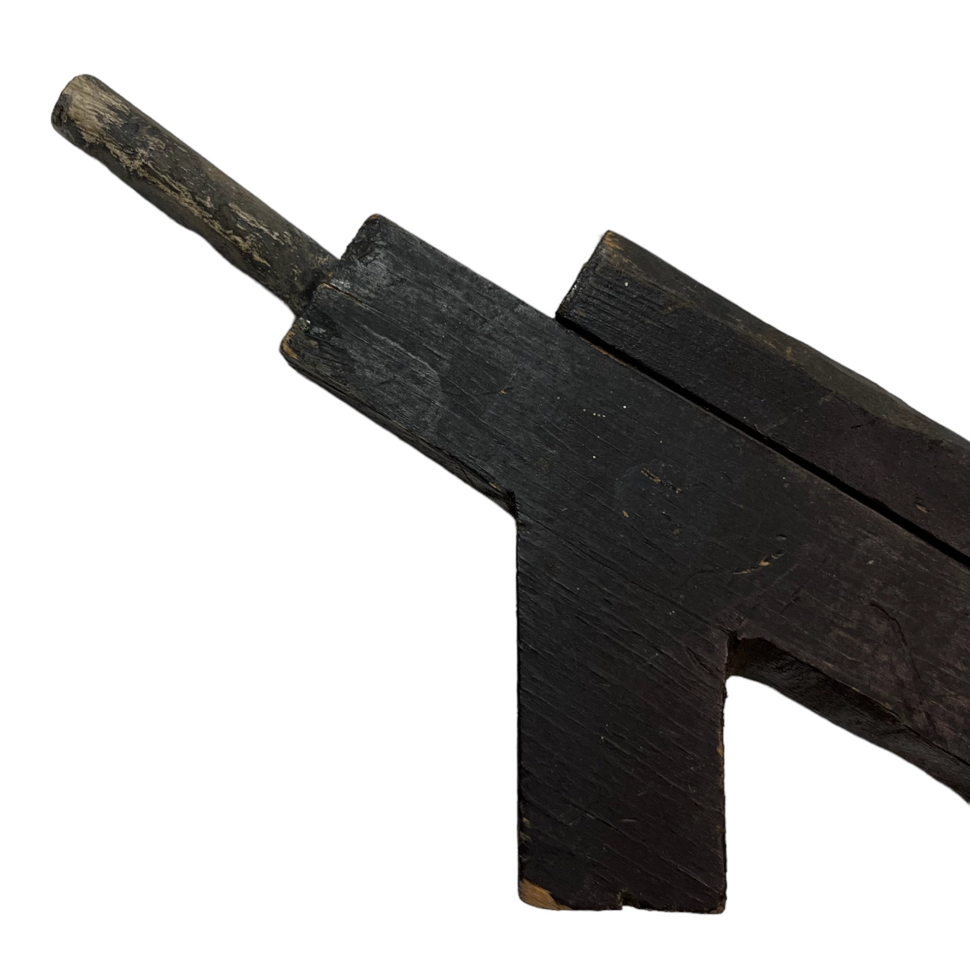 20th Century Folk Art Hand Carved Rifle/Submachine Gun with String Sight