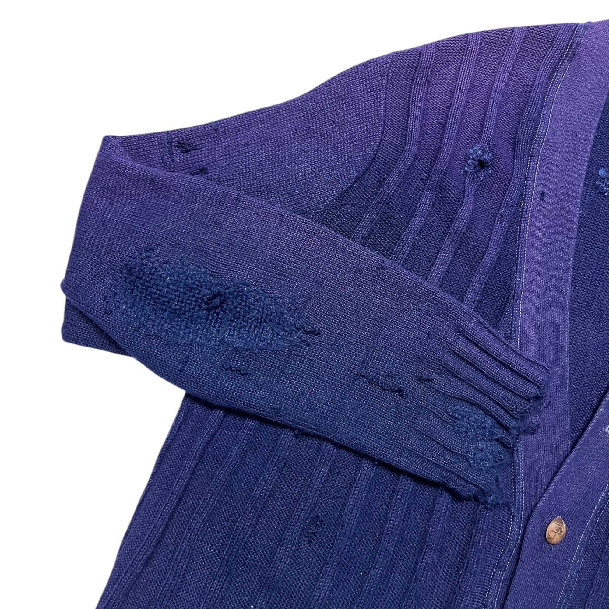 1940s/50s Sun Faded Cardigan With Darned Repairs - Faded Vivid Purple - M