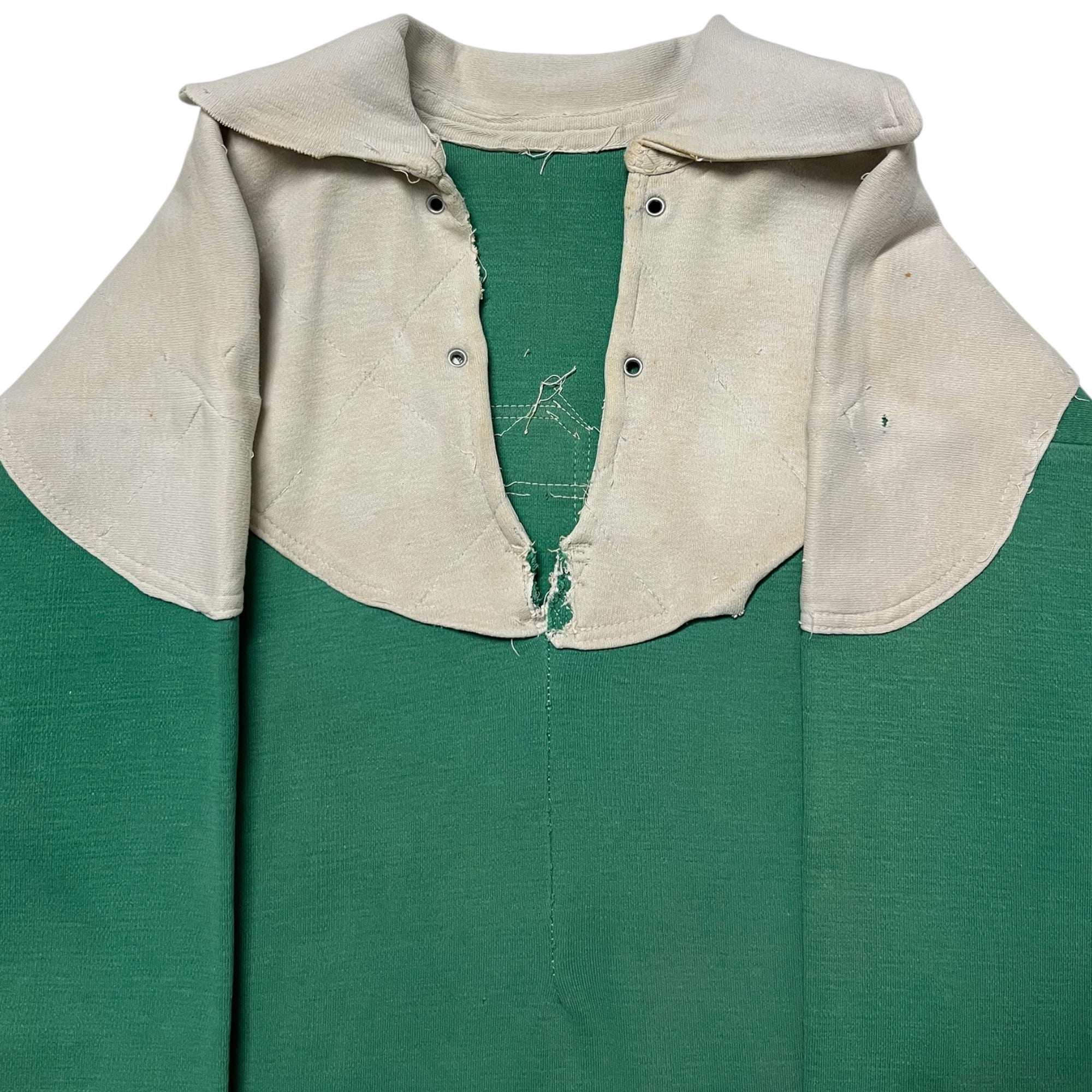 Distressed 1940s French Rugby Shirt - Faded Bottega Green - M/L