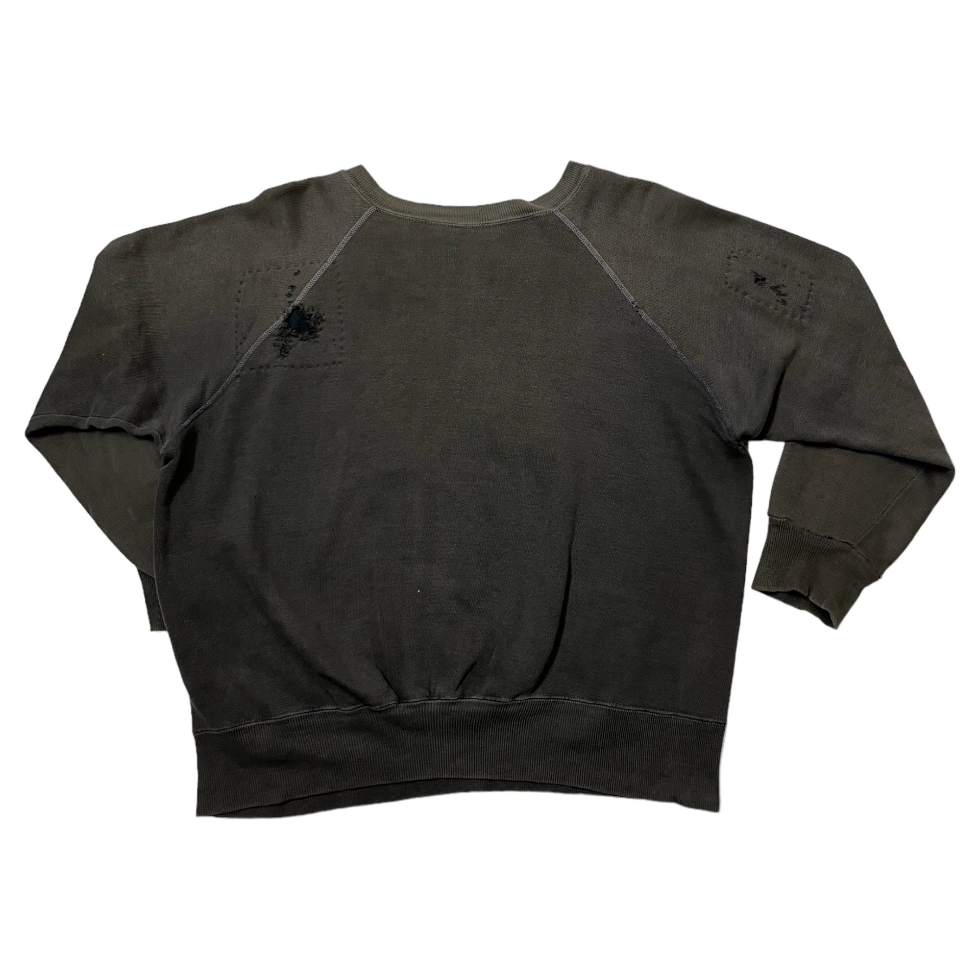 1960s Black ‘Steelers’ Graphic Raglan Crewneck Sweatshirt - Faded Black/Orange - L/XL