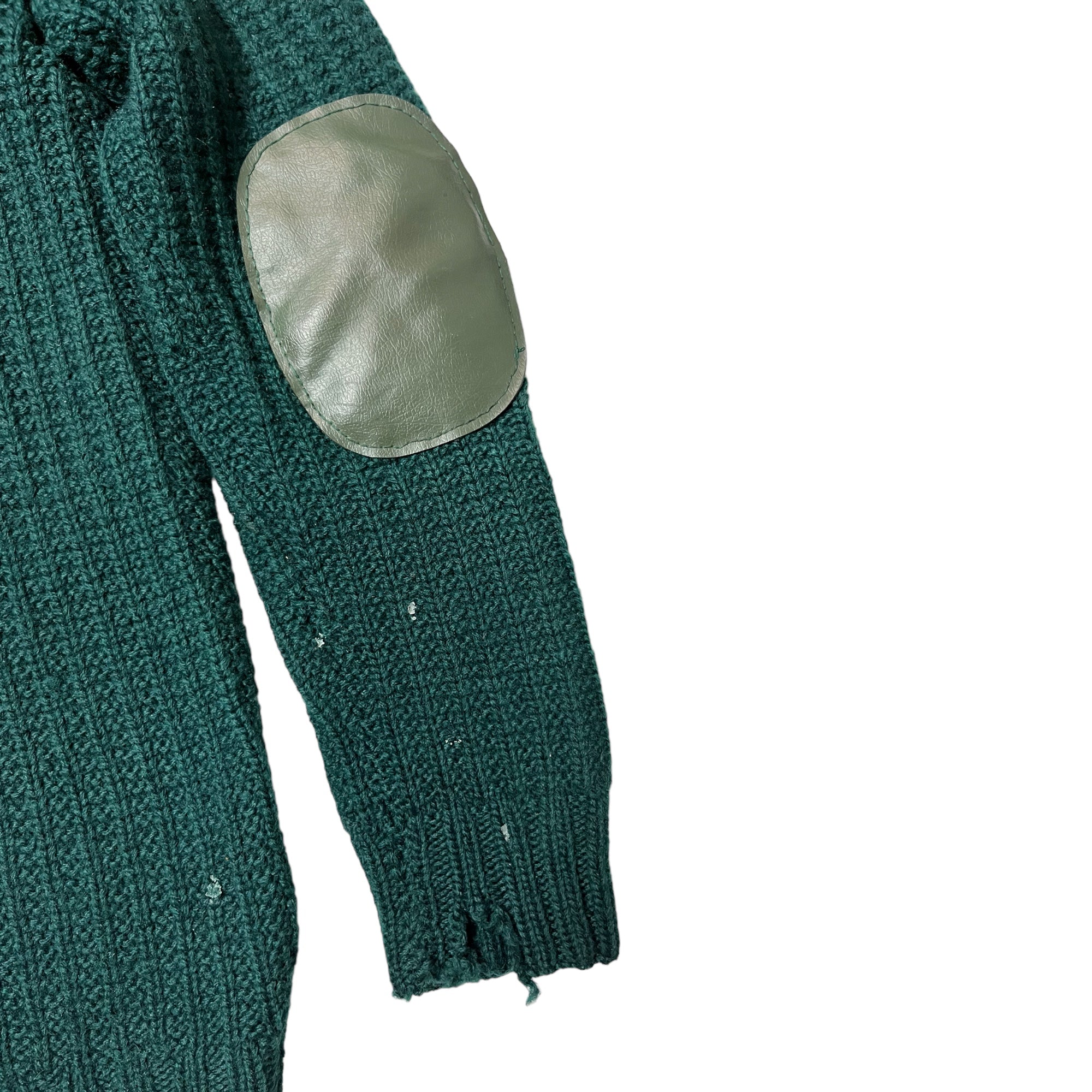 1940s Distressed French Knit Sweater - Forest Green - S/M