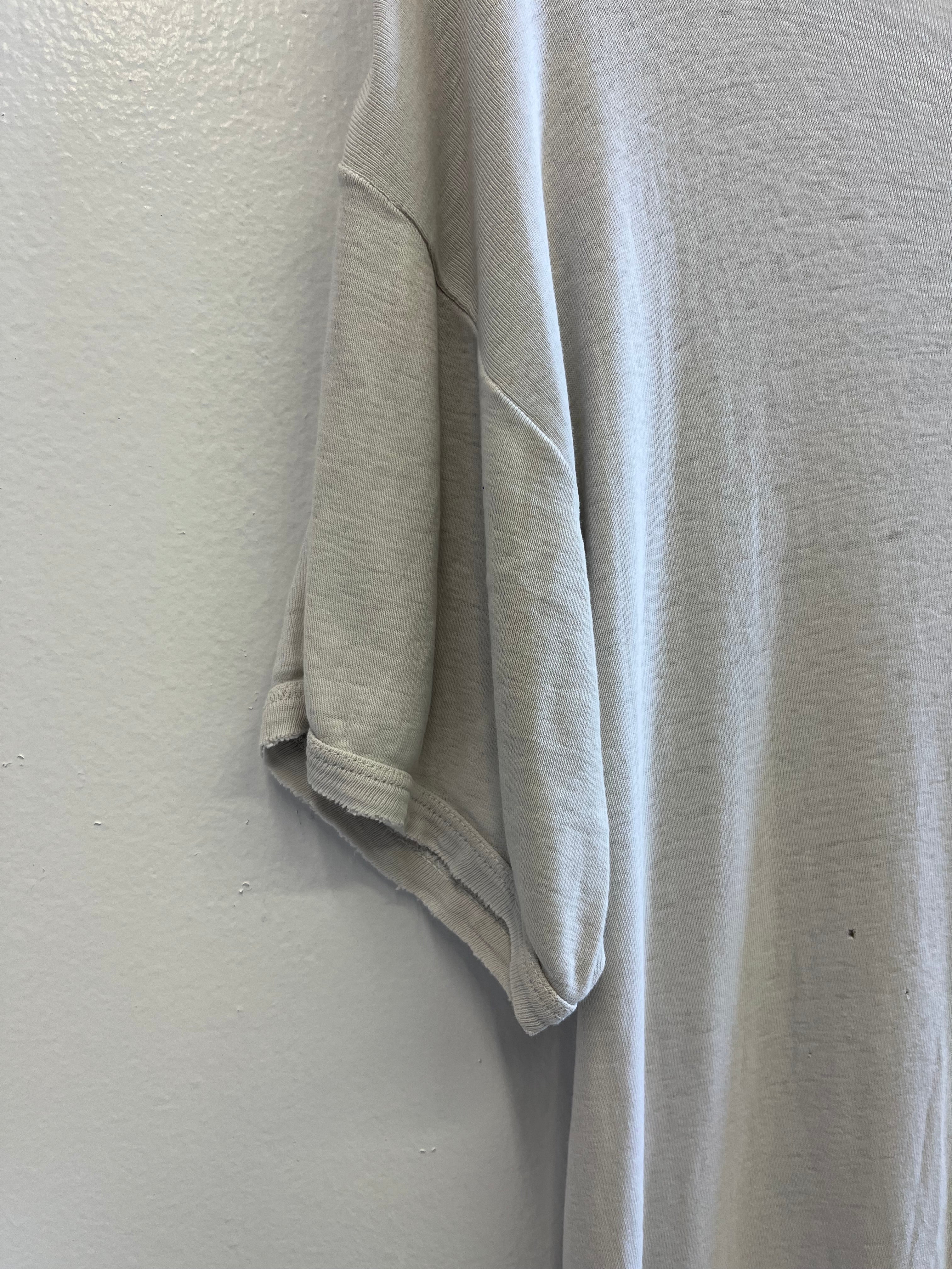 1950s French Distressed Ribbed Work T-Shirt - White - XL