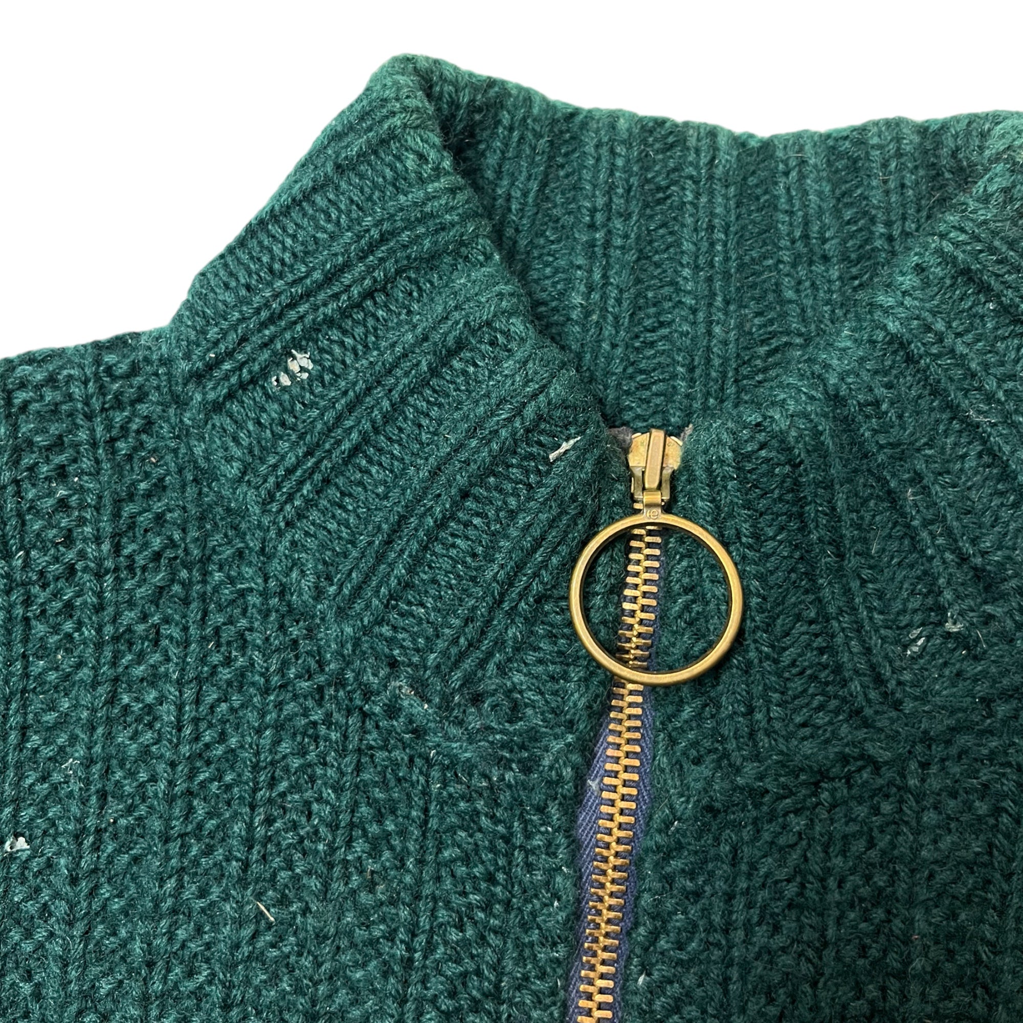 1940s Distressed French Knit Sweater - Forest Green - S/M