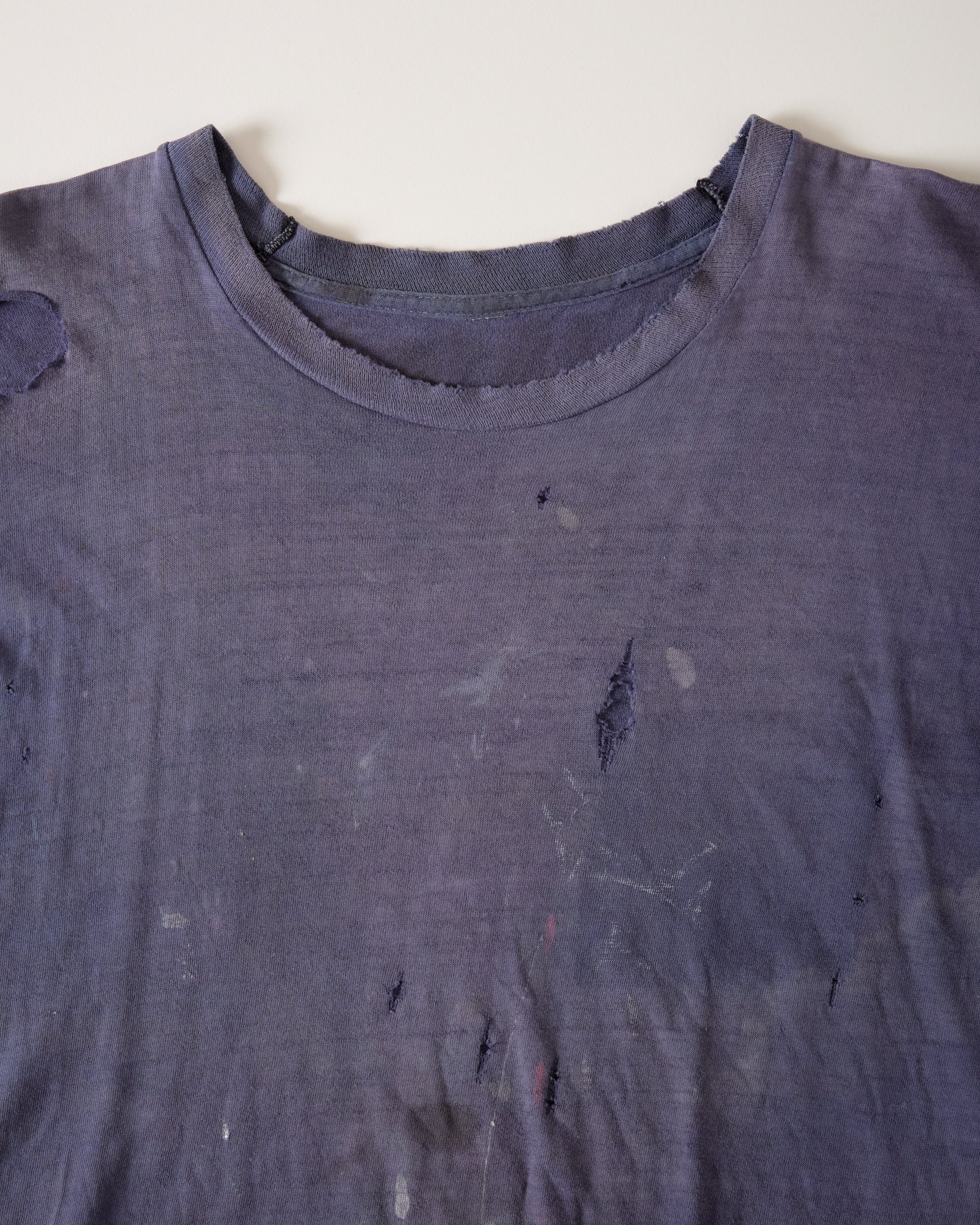 1960s Thrashed ‘Ghost Pocket’ T-Shirt - Faded Eggplant - M/L