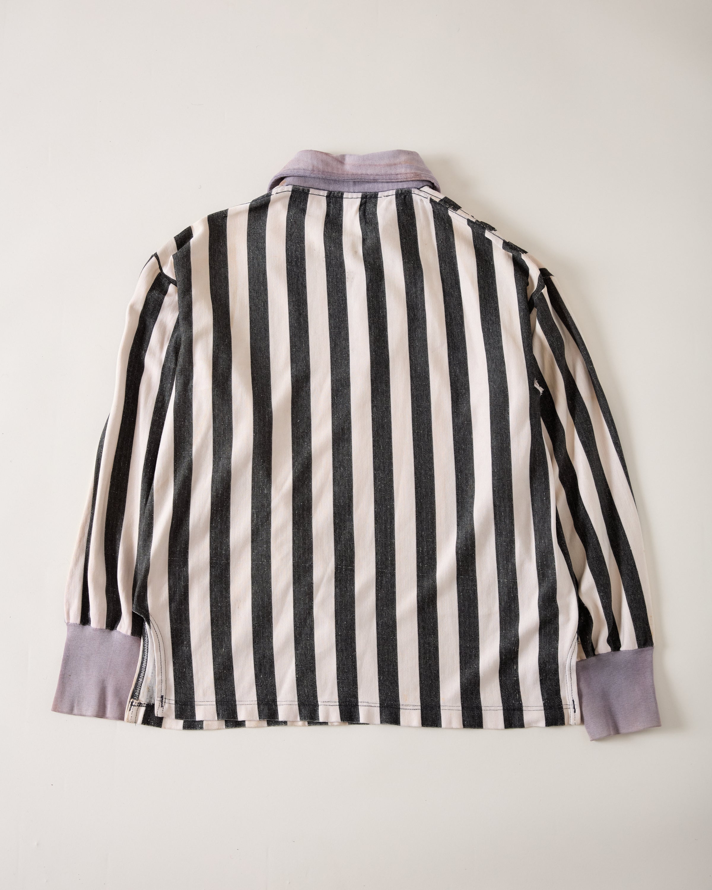 1950s ‘Rawlings’ Pullover 1/4-Zip Referee Shirt/Jacket With Faded Contrast Cuffs - White/Black - M