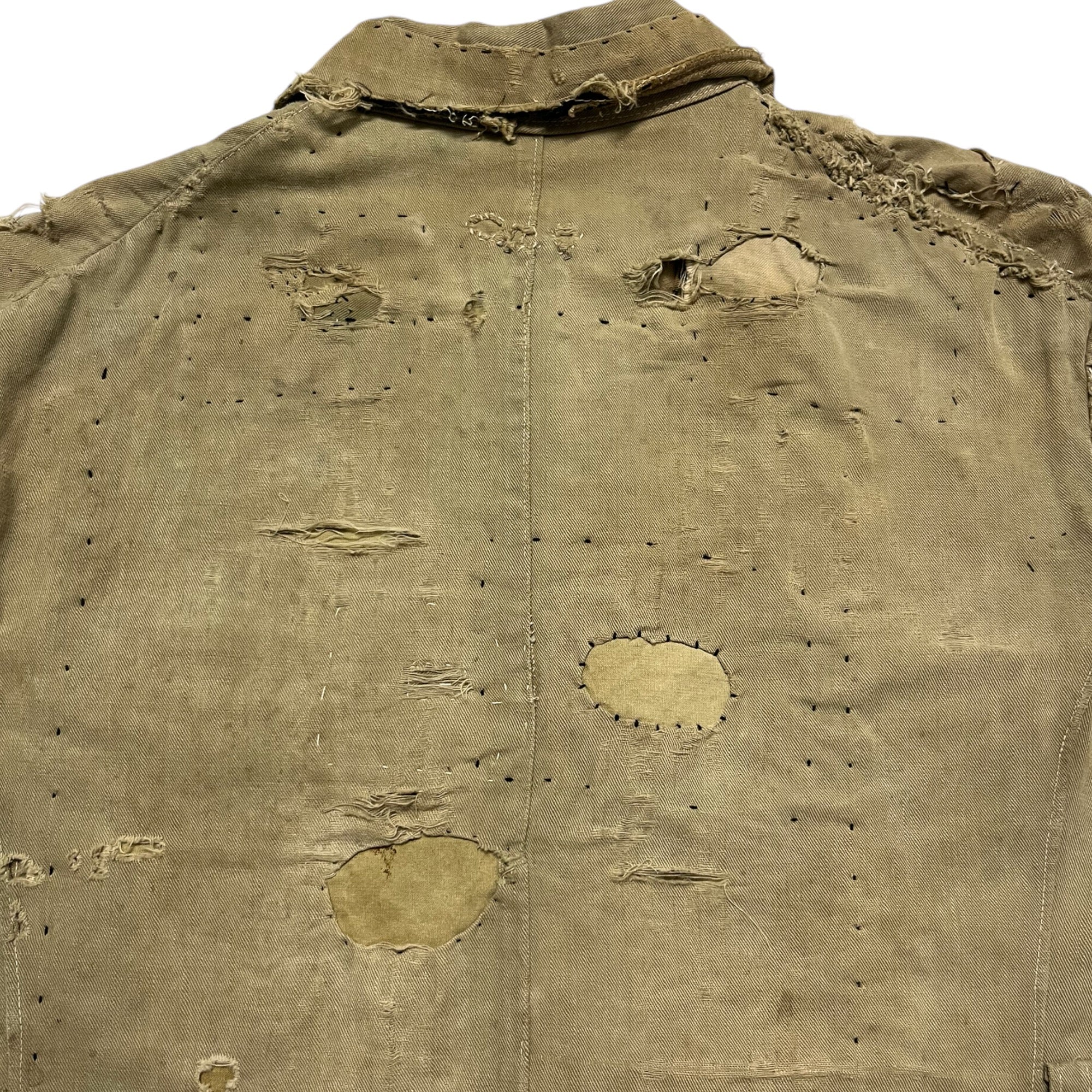 1940s Distressed & Repaired Military Bush Jacket - Khaki/Light Drab - S