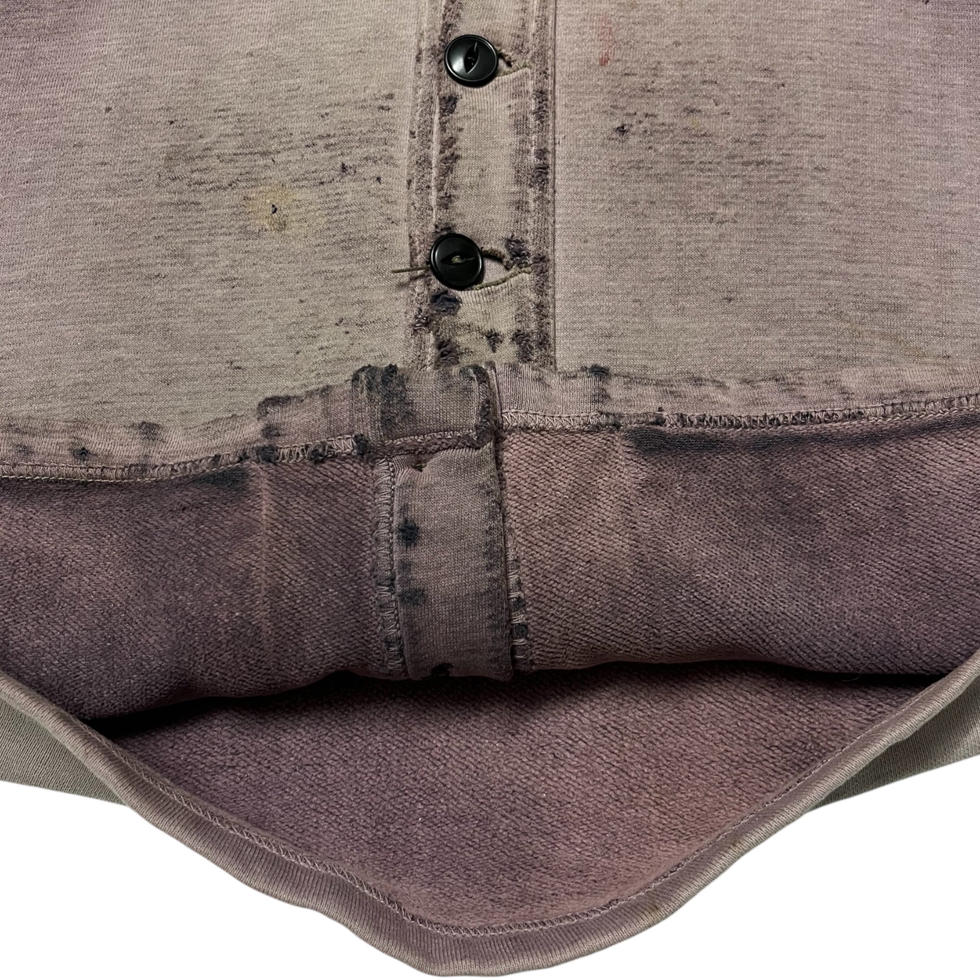 1940s/50s Sun Faded & Distressed Sweatshirt Cardigan - Faded Plum - S/M