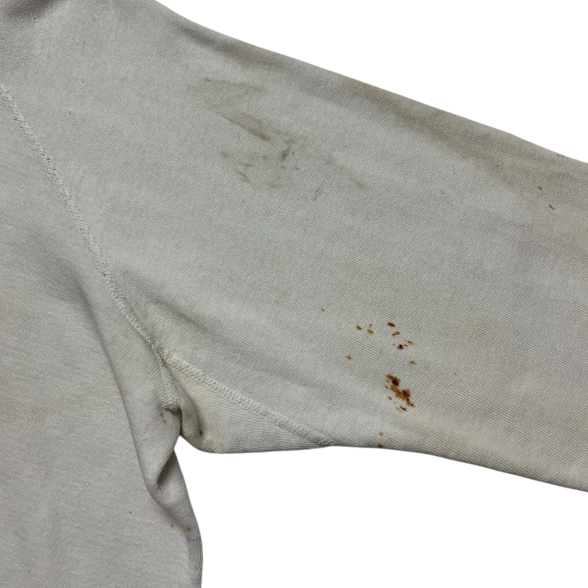 1960s Distressed White Raglan Crewneck Sweatshirt - Aged White - M