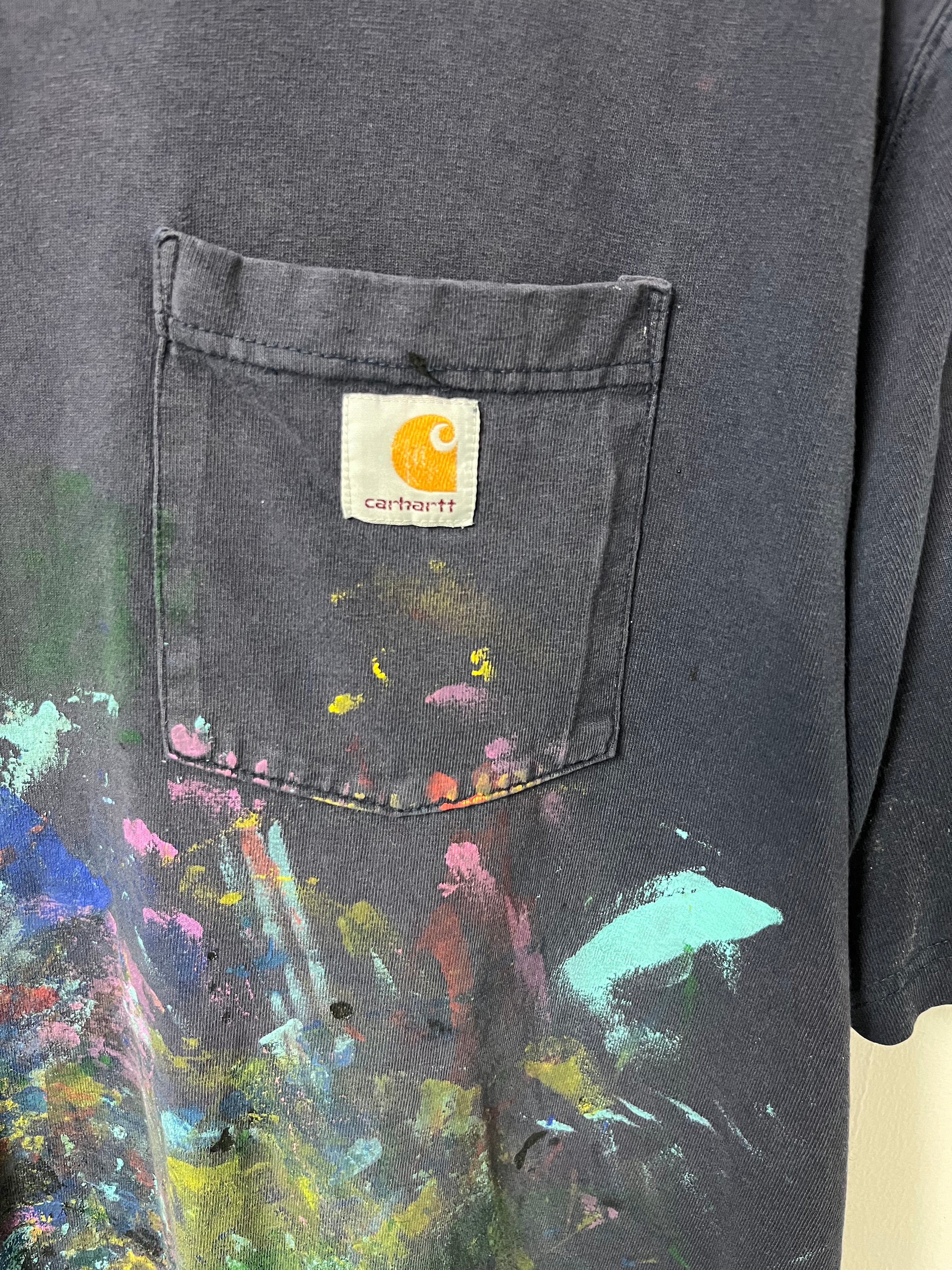 Painter Carhartt Distressed T-Shirt - Faded Navy/Multicolor - L/XL