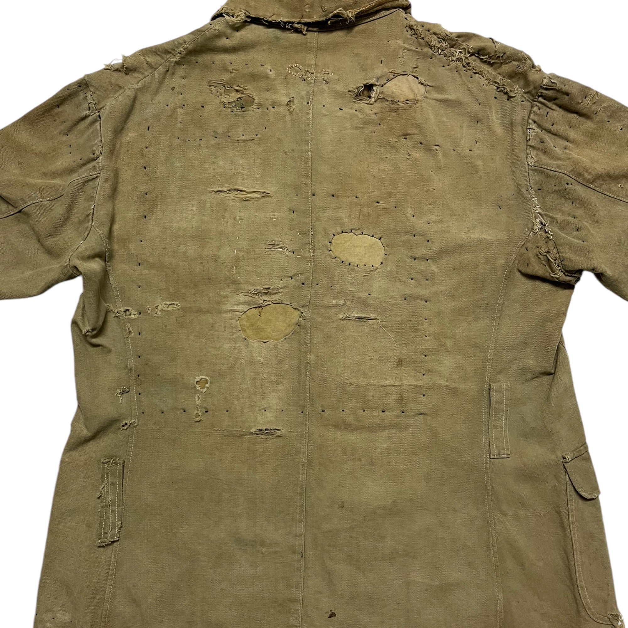 1940s Distressed & Repaired Military Bush Jacket - Khaki/Light Drab - S