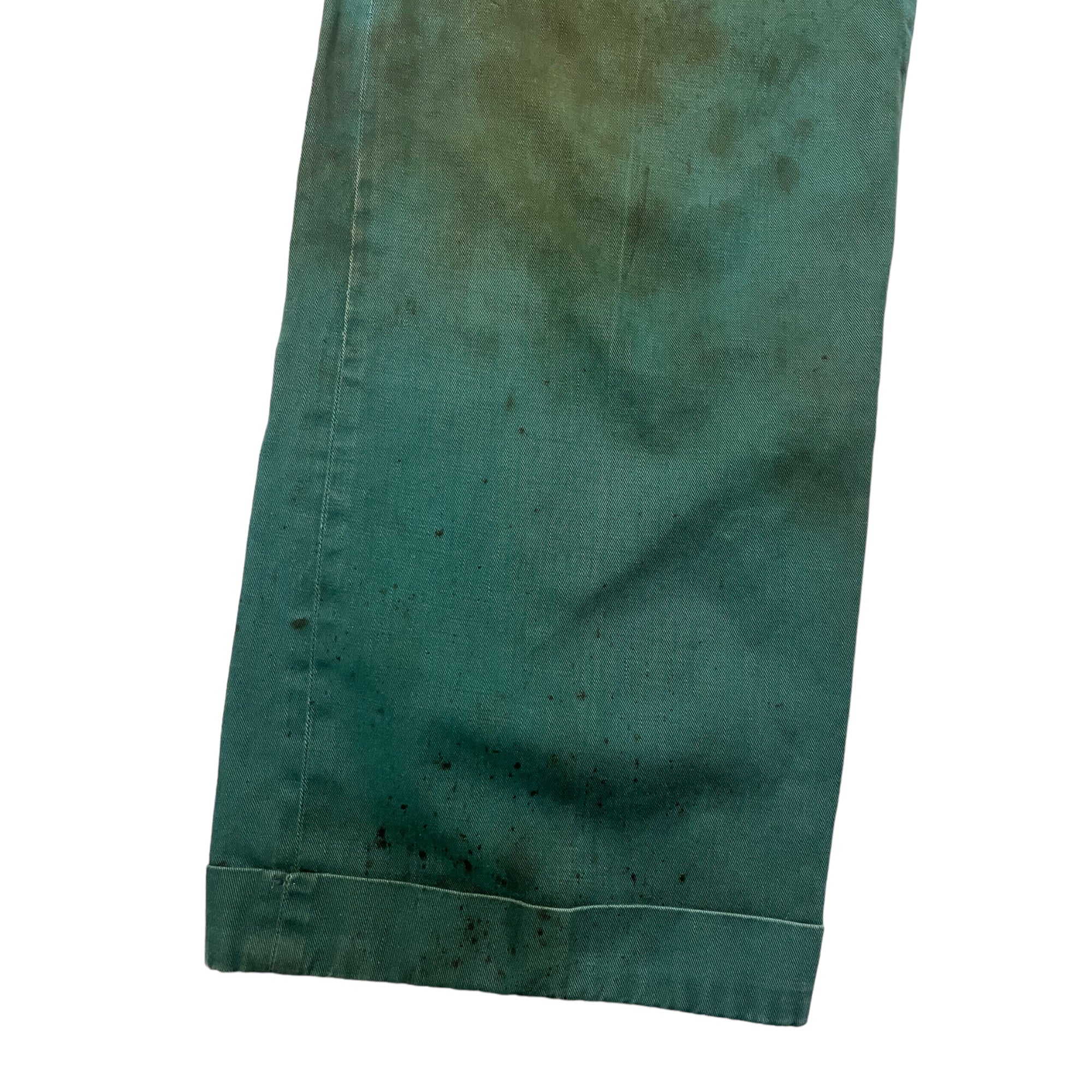1950s Distressed Hercules Work Trousers - Faded Green - 36x32