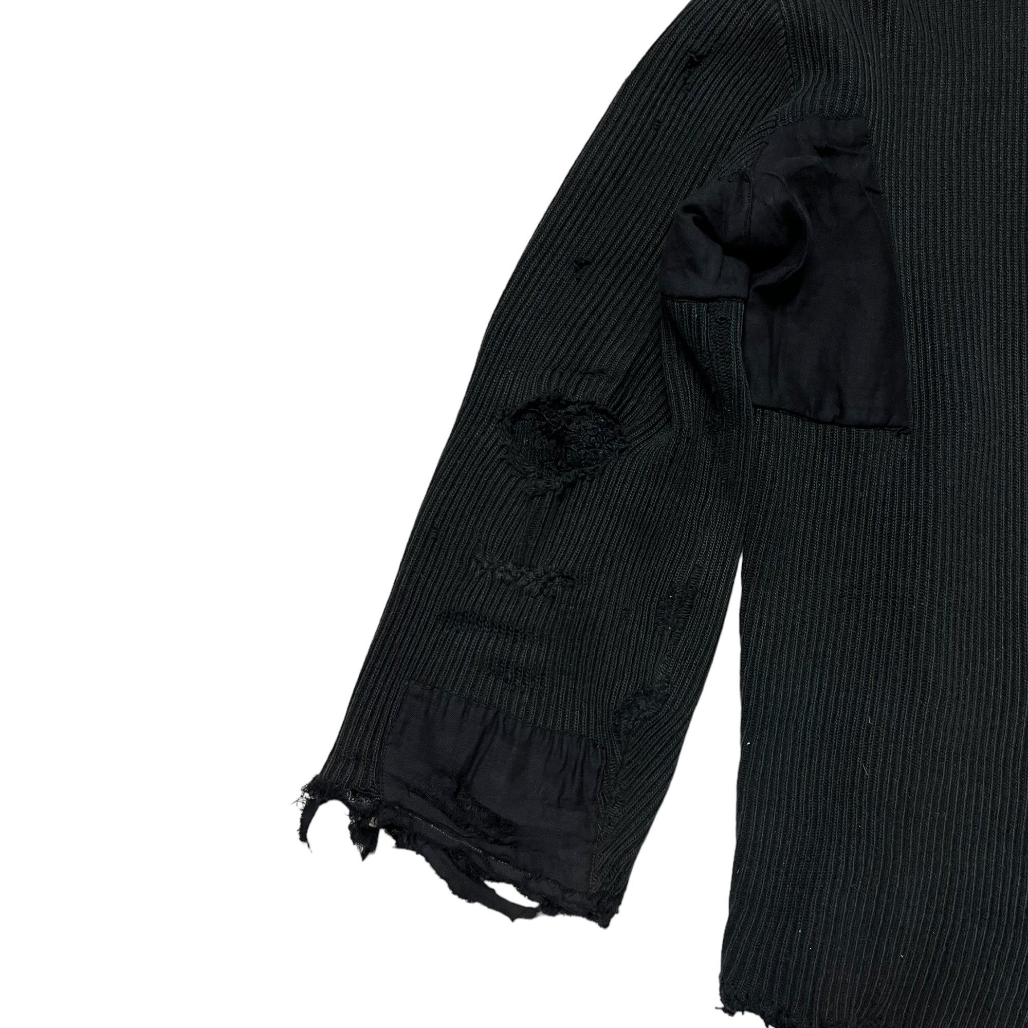 1930s Distressed German Work Knit Cardigan - Black - M
