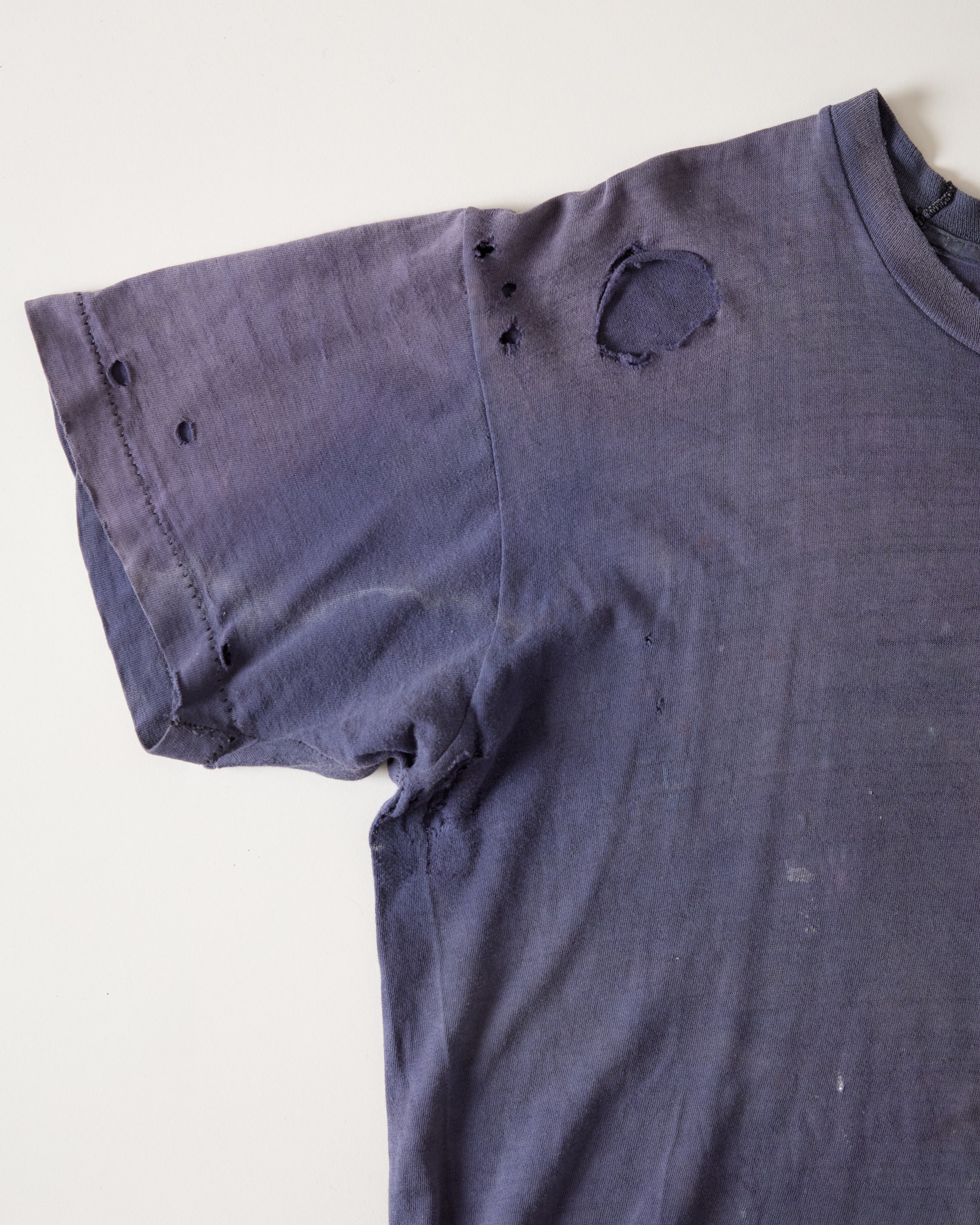1960s Thrashed ‘Ghost Pocket’ T-Shirt - Faded Eggplant - M/L