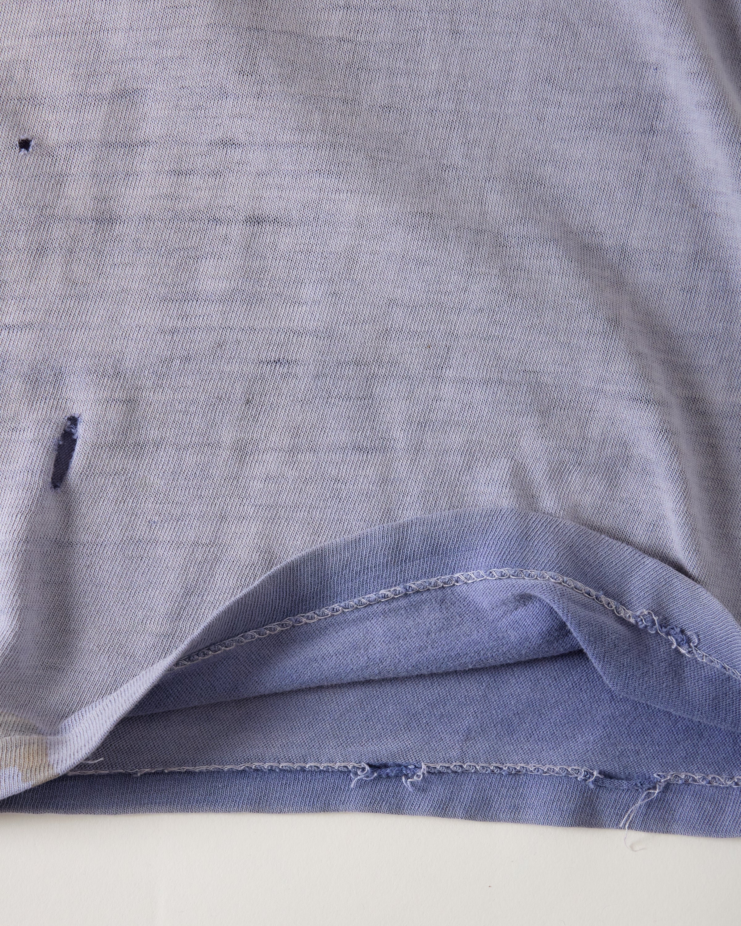 1970s Thrashed-Back Pocket T-Shirt - Faded Periwinkle - M/L