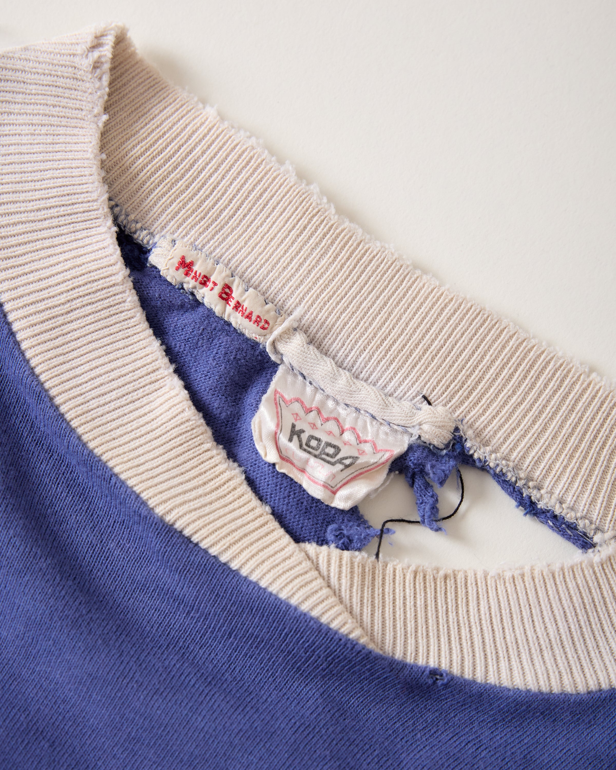 1950/60s French Cotton Longsleeve Shirt/Jersey - Blue/White - XS/S