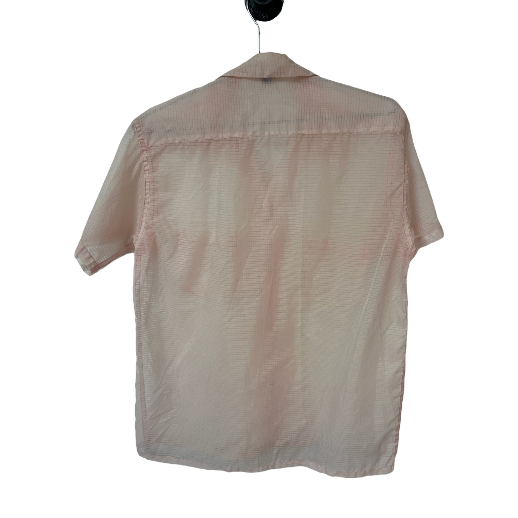 1950s DuPont Nylon Sheer/Translucent Loop Collar Shirt - Baby Pink - M