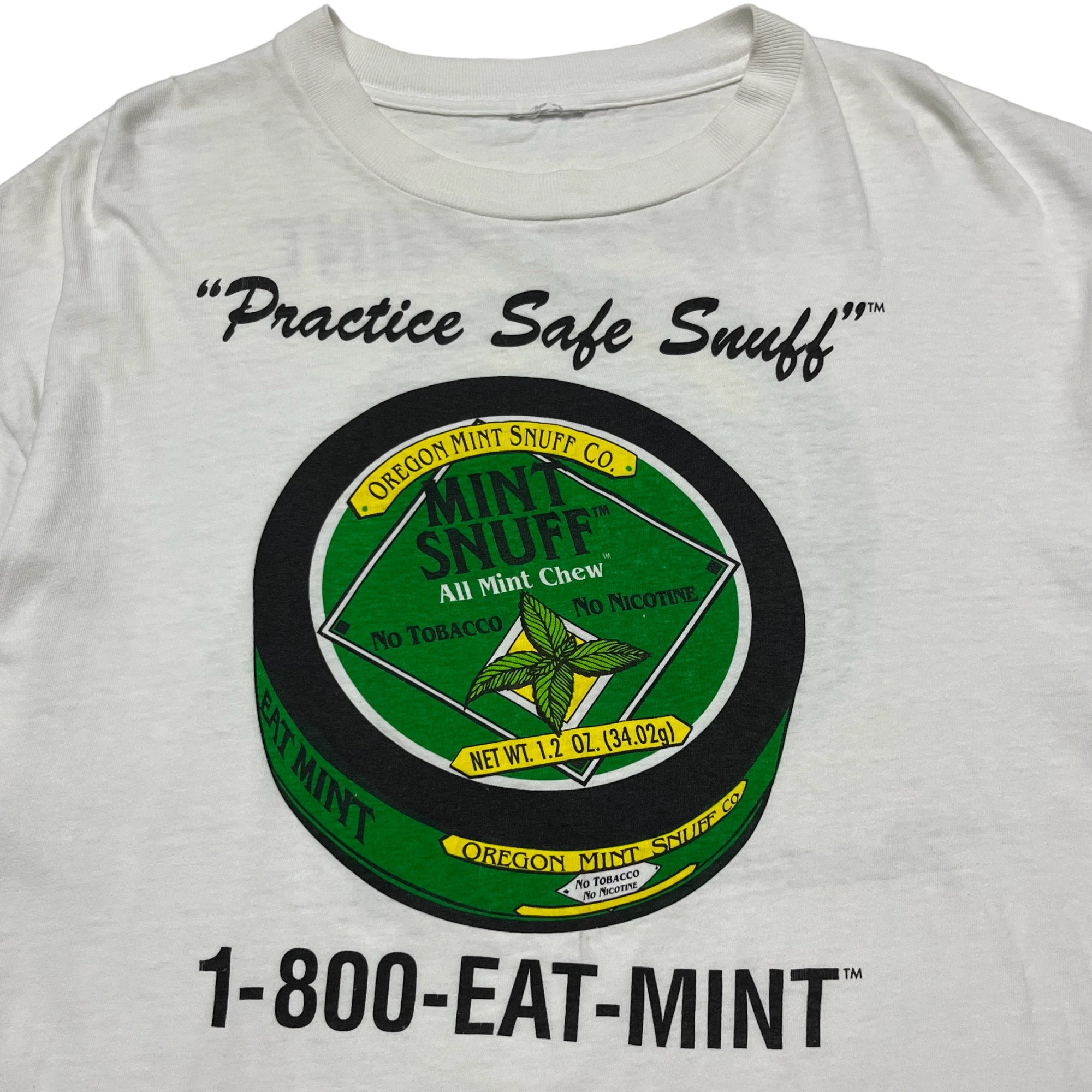 ‘90s Mint Snuff ‘Practice Safe Snuff’ T-Shirt - White - XL