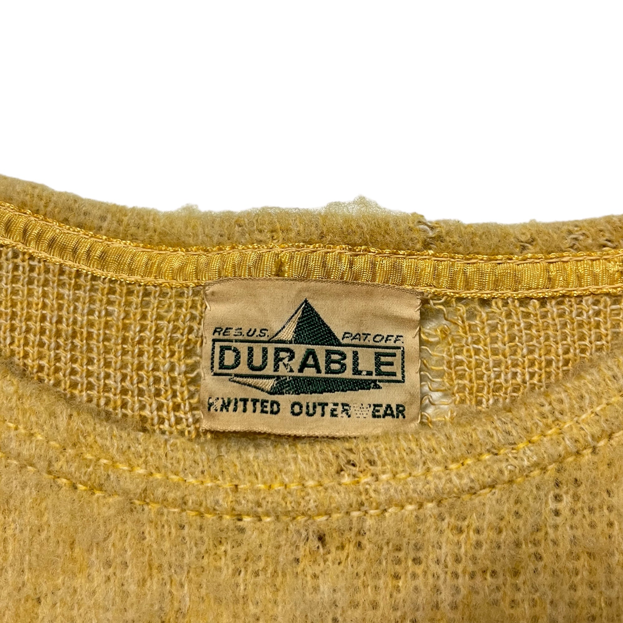 1950s Distressed ‘Durable’ Brand Knit Sweater Top - Fields of Gold/Tan - S/M